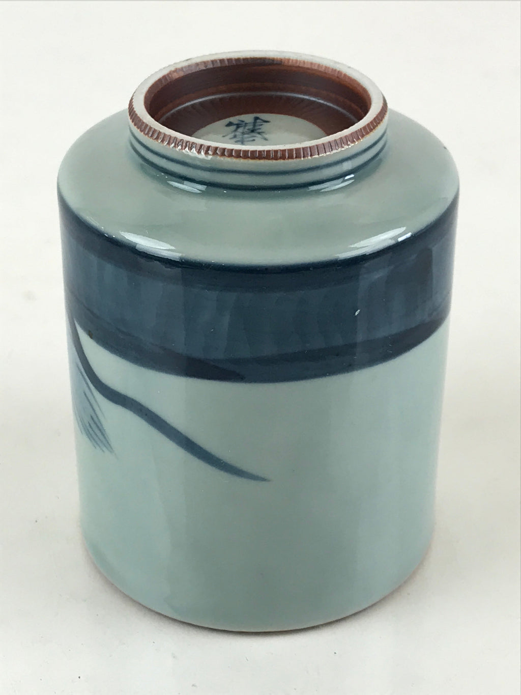 Japanese Porcelain Hasami Ware Teacup Yunomi Vtg Blue Sometsuke Daruma TC325
