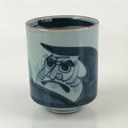 Japanese Porcelain Hasami Ware Teacup Yunomi Vtg Blue Sometsuke Daruma TC325
