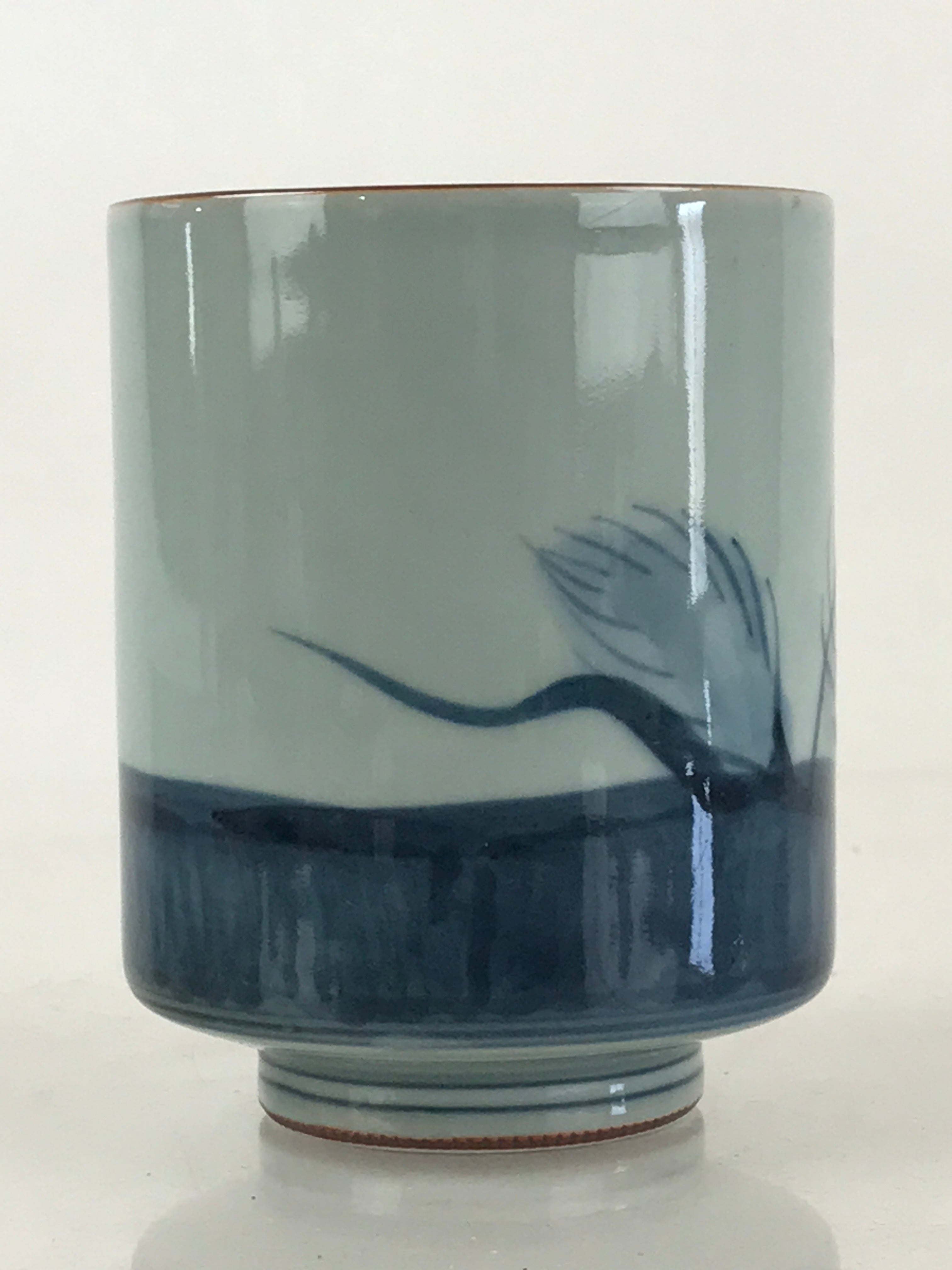 Japanese Porcelain Hasami Ware Teacup Yunomi Vtg Blue Sometsuke Daruma TC326