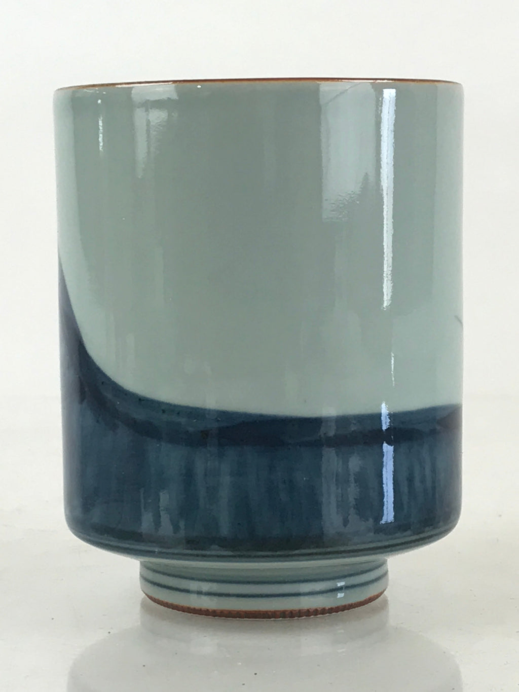 Japanese Porcelain Hasami Ware Teacup Yunomi Vtg Blue Sometsuke Daruma TC326