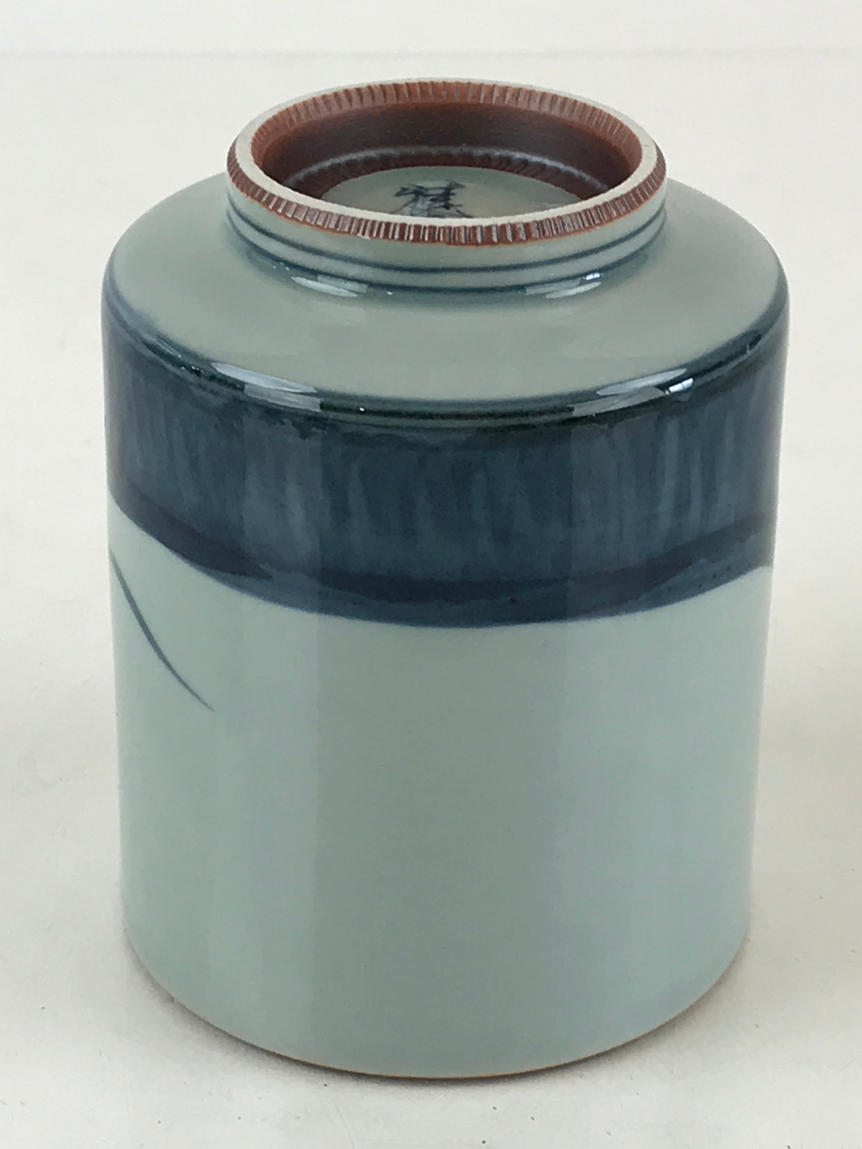 Japanese Porcelain Hasami Ware Teacup Yunomi Vtg Blue Sometsuke Daruma TC326