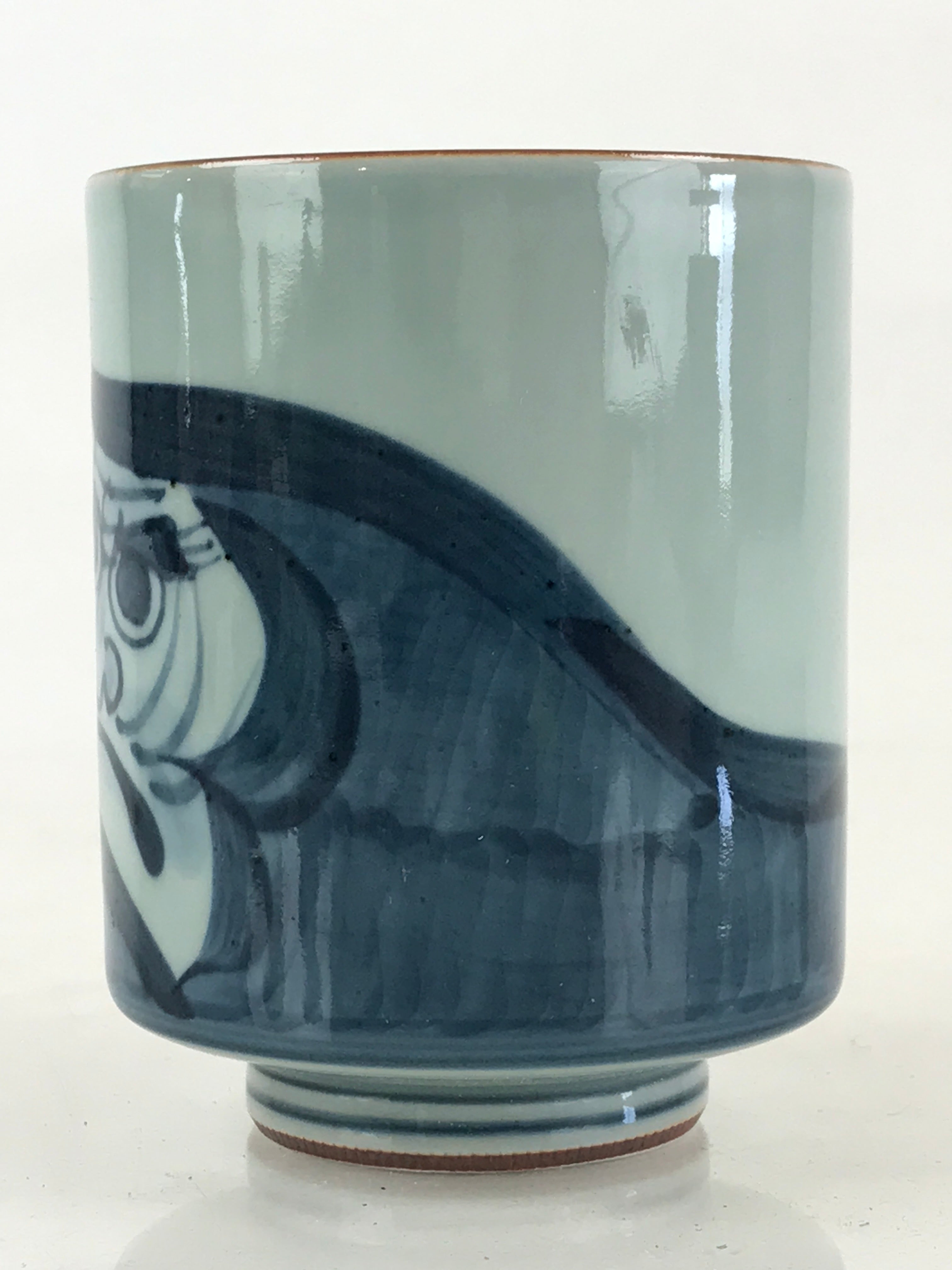 Japanese Porcelain Hasami Ware Teacup Yunomi Vtg Blue Sometsuke Daruma TC327