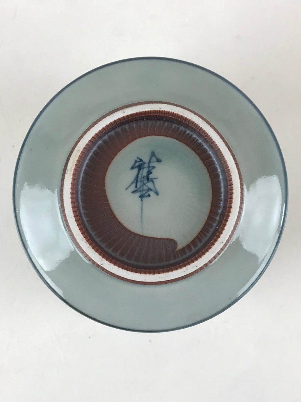 Japanese Porcelain Hasami Ware Teacup Yunomi Vtg Blue Sometsuke Daruma TC327