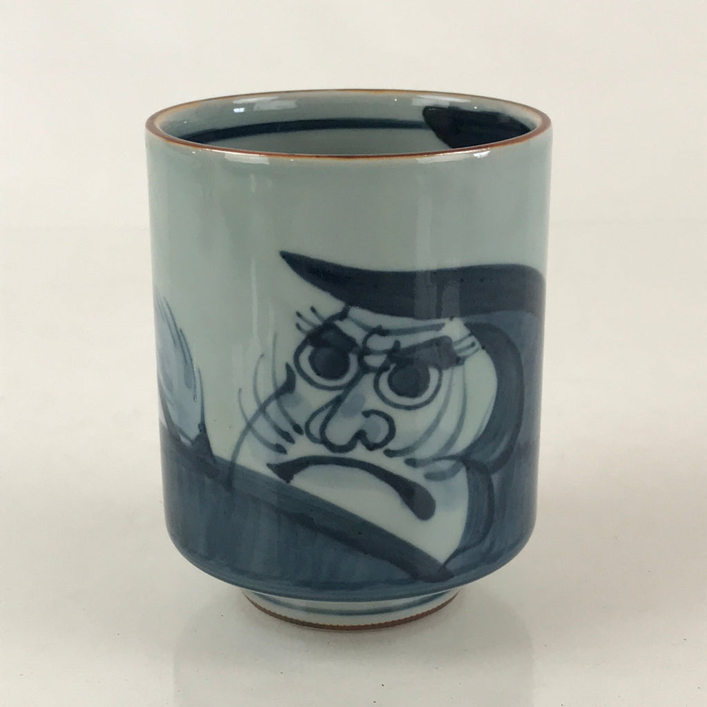 Japanese Porcelain Hasami Ware Teacup Yunomi Vtg Blue Sometsuke Daruma TC327