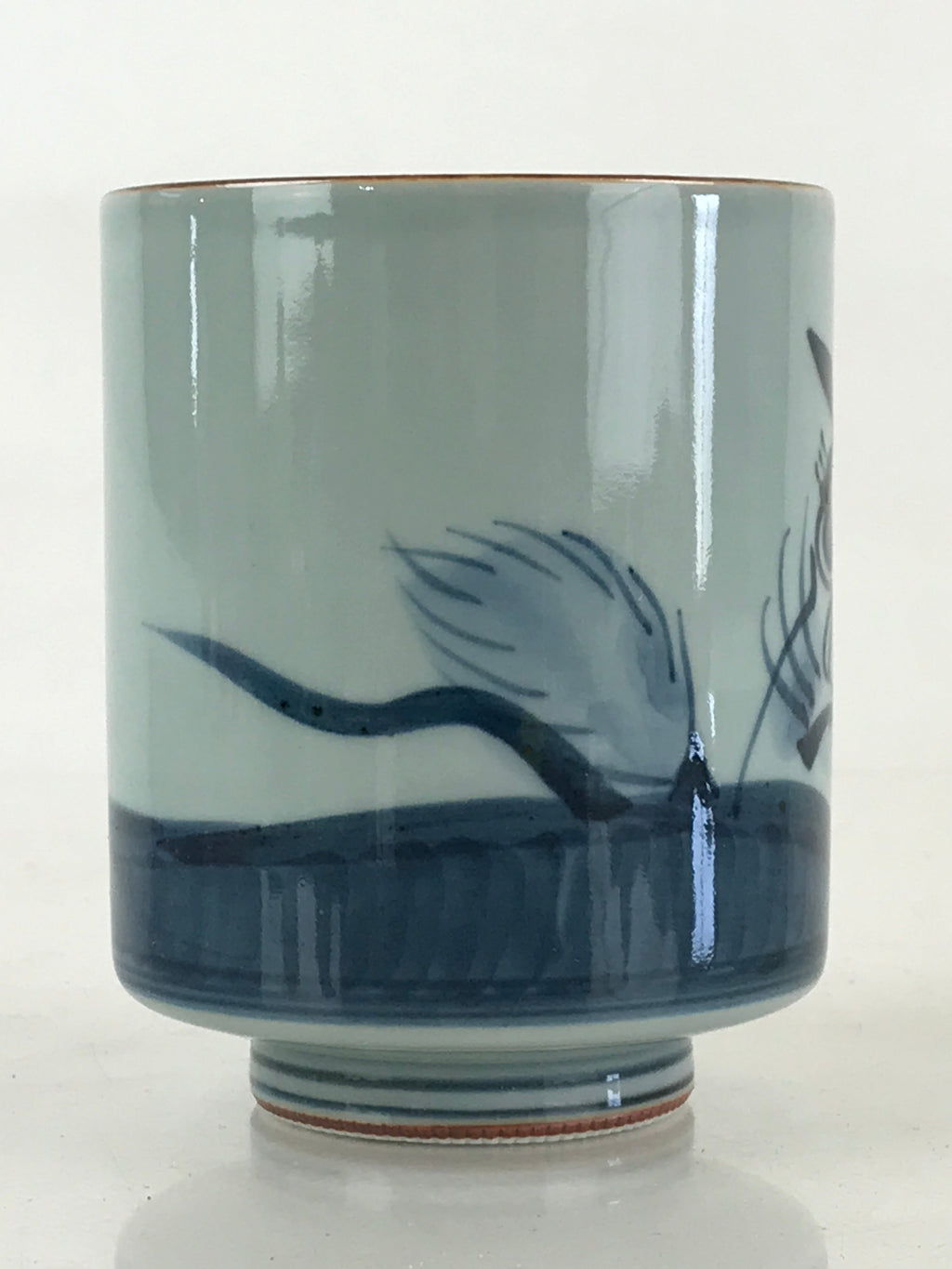 Japanese Porcelain Hasami Ware Teacup Yunomi Vtg Blue Sometsuke Daruma TC328