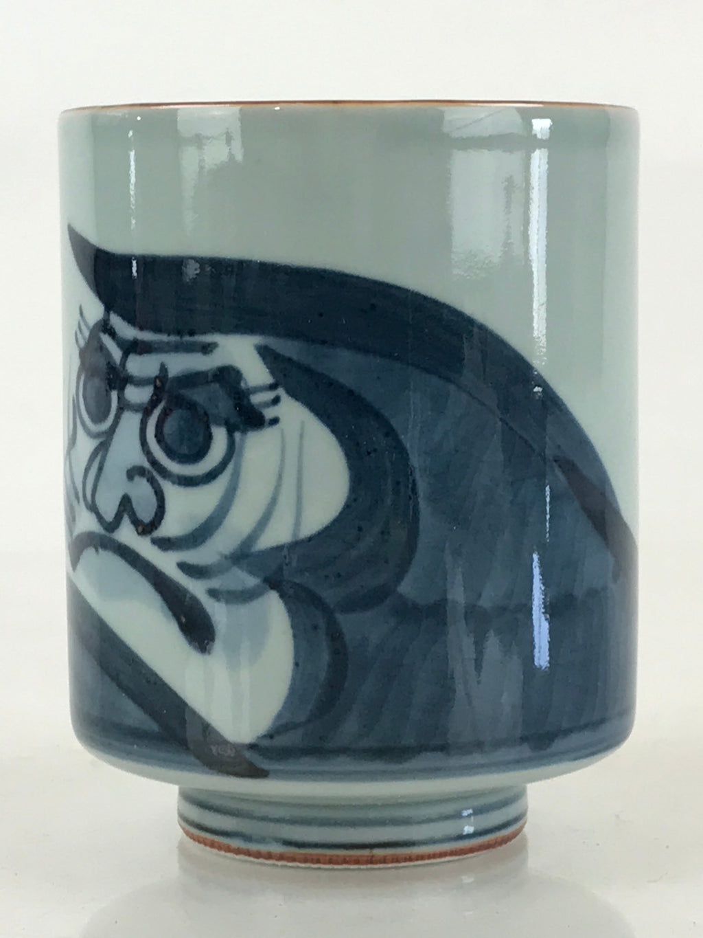 Japanese Porcelain Hasami Ware Teacup Yunomi Vtg Blue Sometsuke Daruma TC328