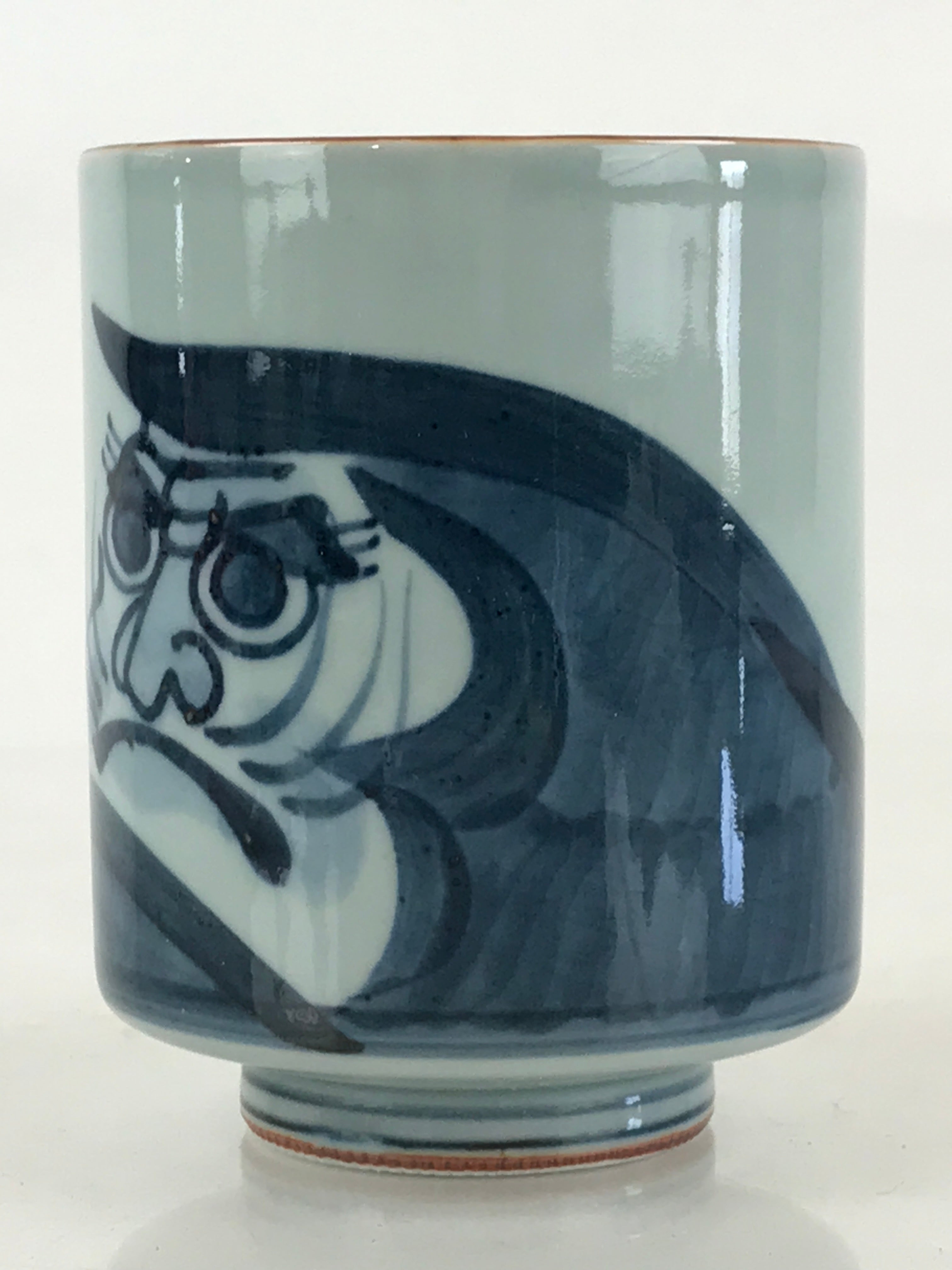 Japanese Porcelain Hasami Ware Teacup Yunomi Vtg Blue Sometsuke Daruma TC328
