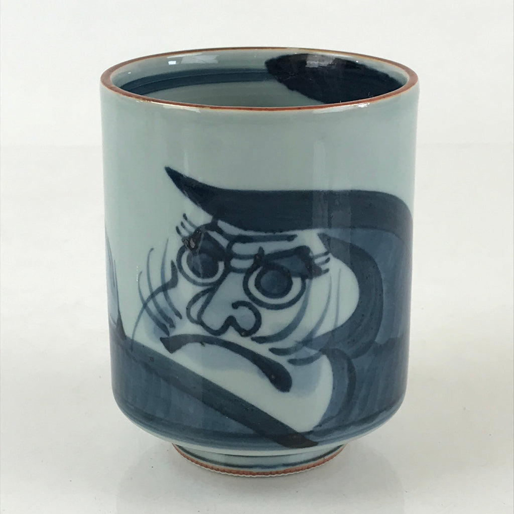 Japanese Porcelain Hasami Ware Teacup Yunomi Vtg Blue Sometsuke Daruma TC328