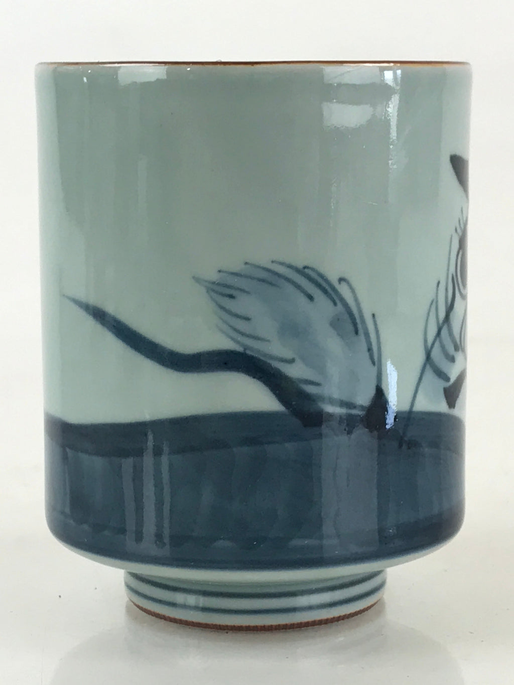 Japanese Porcelain Hasami Ware Teacup Yunomi Vtg Blue Sometsuke Daruma TC329