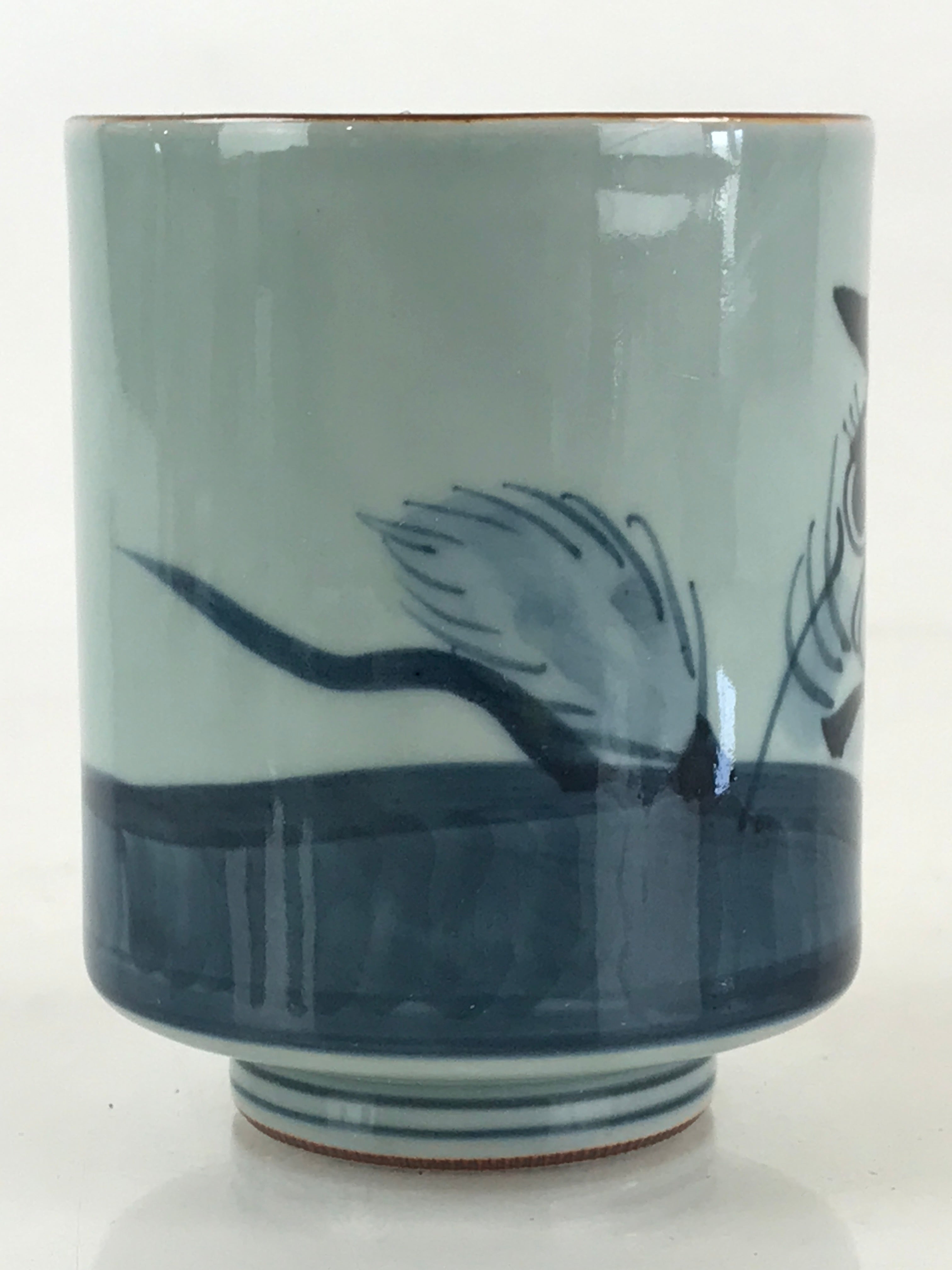 Japanese Porcelain Hasami Ware Teacup Yunomi Vtg Blue Sometsuke Daruma TC329
