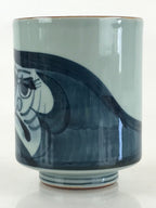 Japanese Porcelain Hasami Ware Teacup Yunomi Vtg Blue Sometsuke Daruma TC329