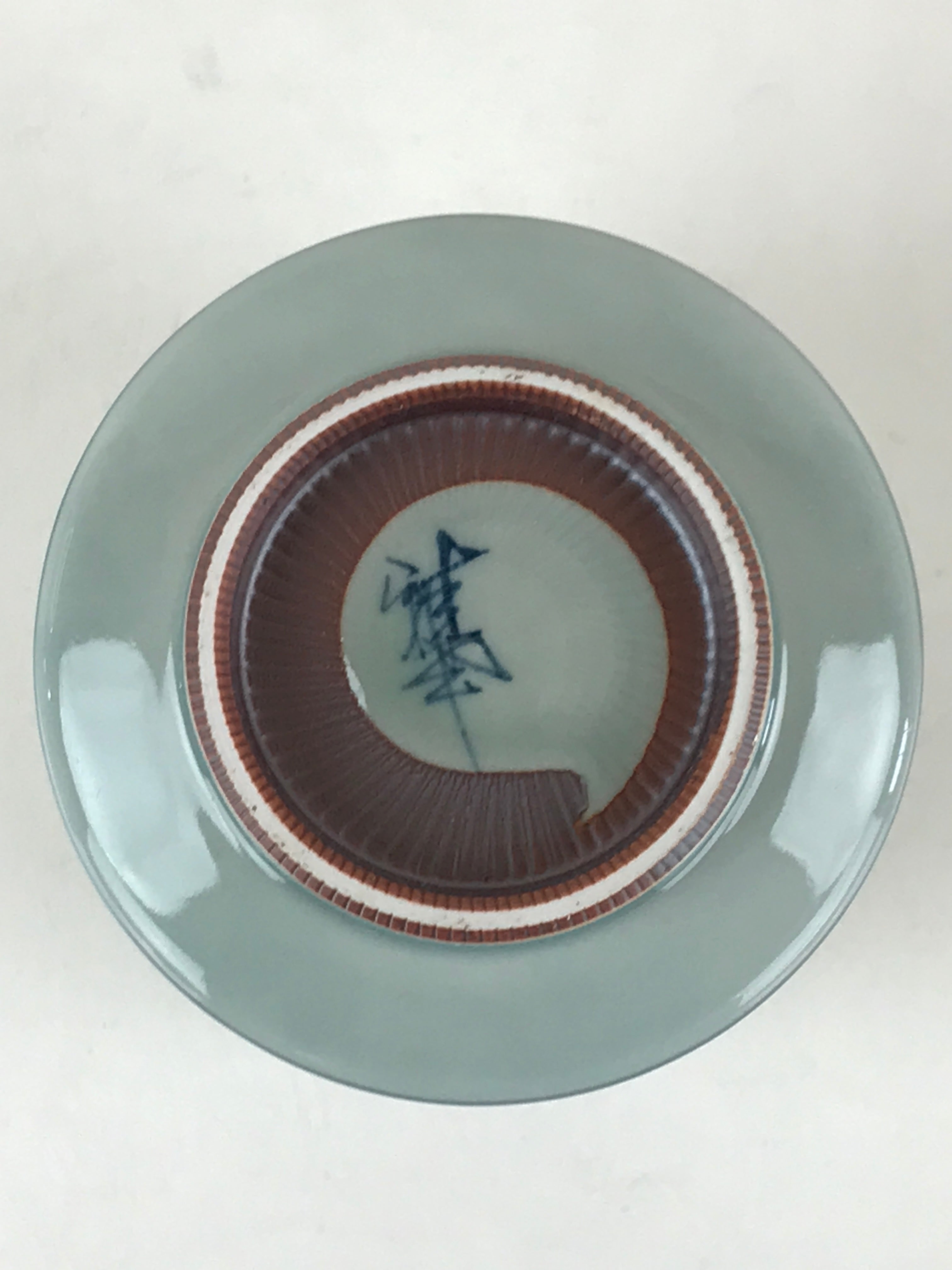 Japanese Porcelain Hasami Ware Teacup Yunomi Vtg Blue Sometsuke Daruma TC329