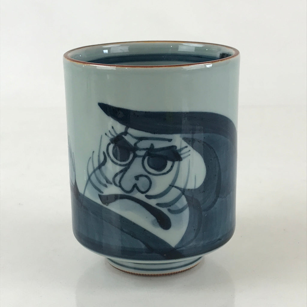 Japanese Porcelain Hasami Ware Teacup Yunomi Vtg Blue Sometsuke Daruma TC329