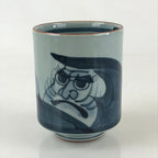 Japanese Porcelain Hasami Ware Teacup Yunomi Vtg Blue Sometsuke Daruma TC329