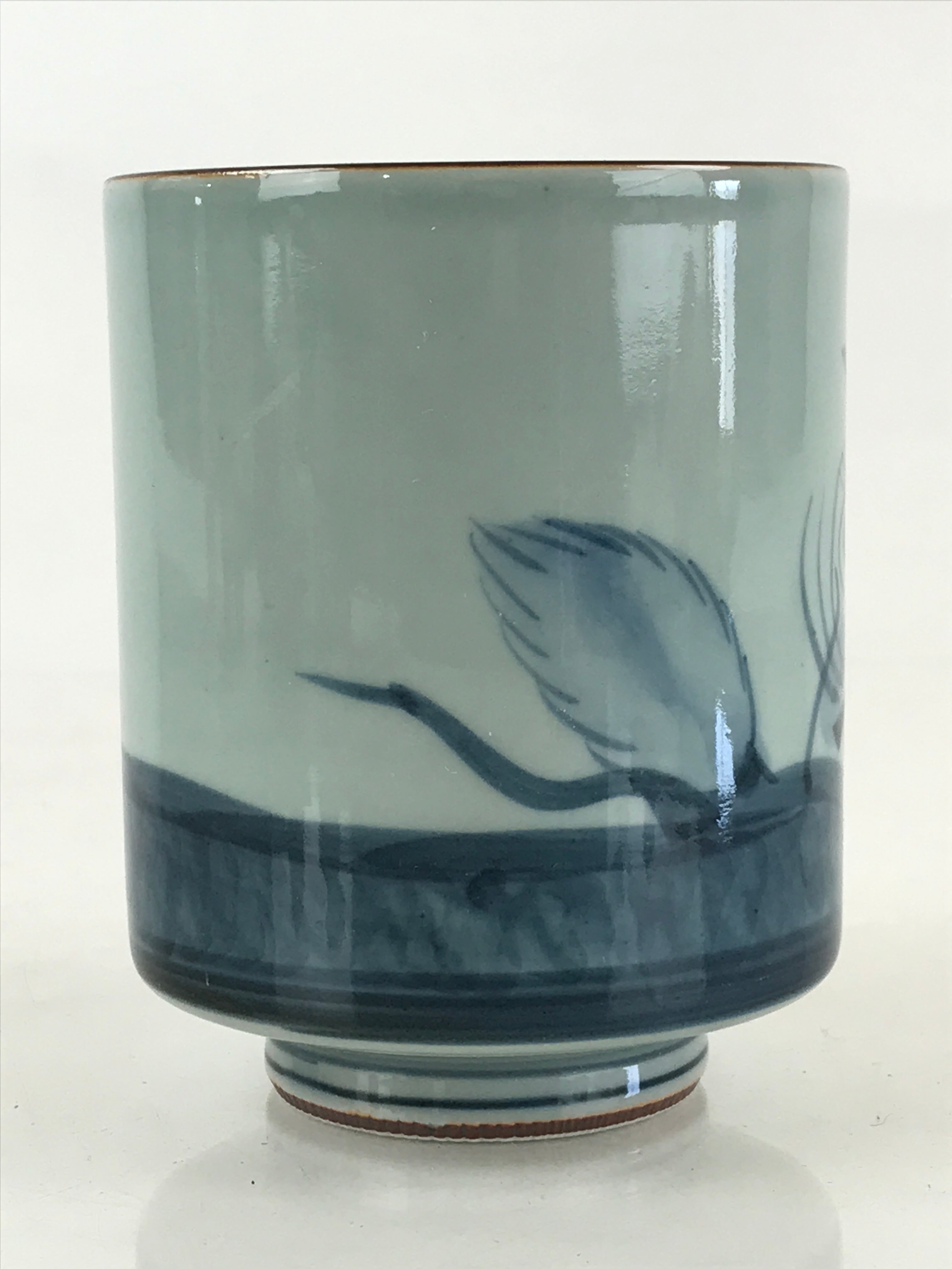 Japanese Porcelain Hasami Ware Teacup Yunomi Vtg Blue Sometsuke Daruma TC330