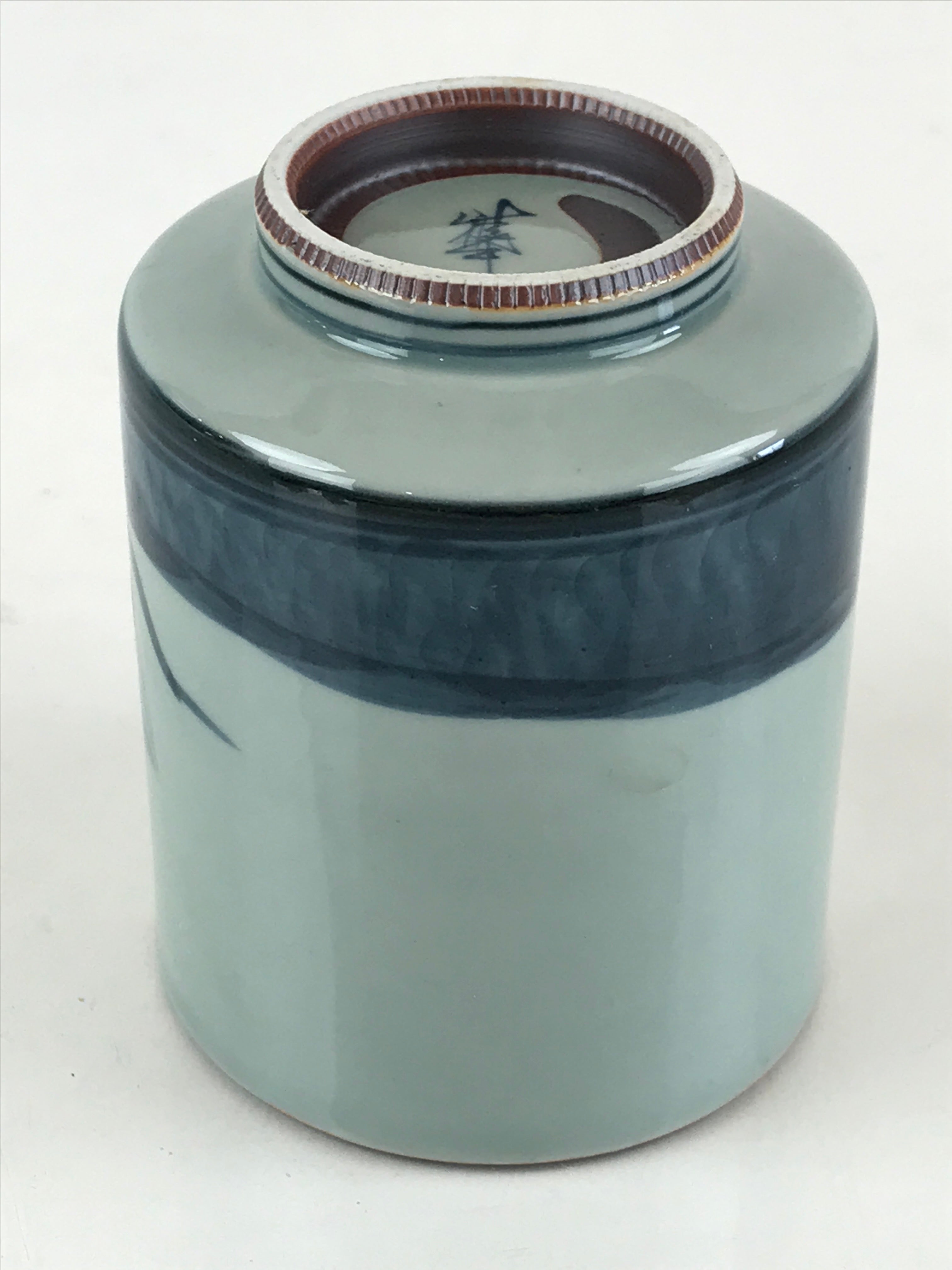 Japanese Porcelain Hasami Ware Teacup Yunomi Vtg Blue Sometsuke Daruma TC330