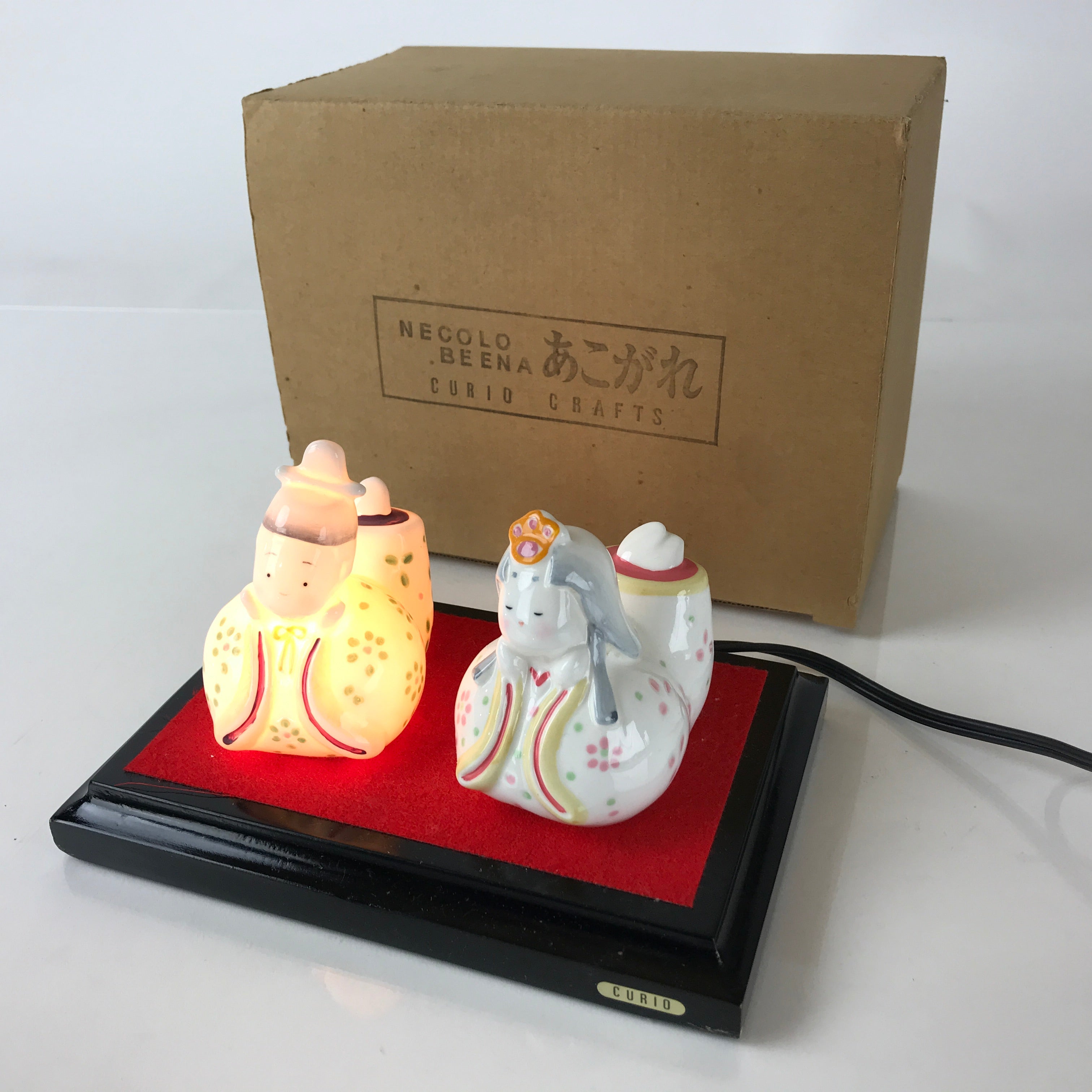 Japanese Porcelain Hina Doll Lamp Electric Light Vtg Girl's Day Festival ID480