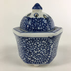 Japanese Porcelain Incense Burner Vtg Sometsuke Koro White Bule BU390