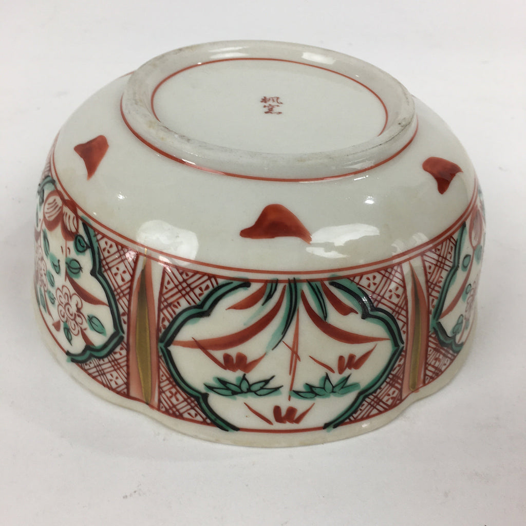 Japanese Porcelain Kaede Kiln Large Bowl Vtg Pottery White Red Obachi PP771