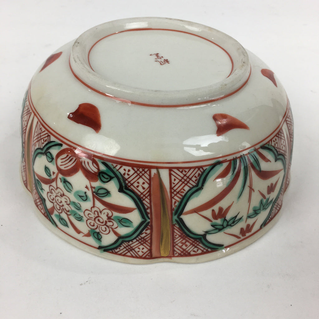 Japanese Porcelain Kaede Kiln Large Bowl Vtg Pottery White Red Obachi PP771