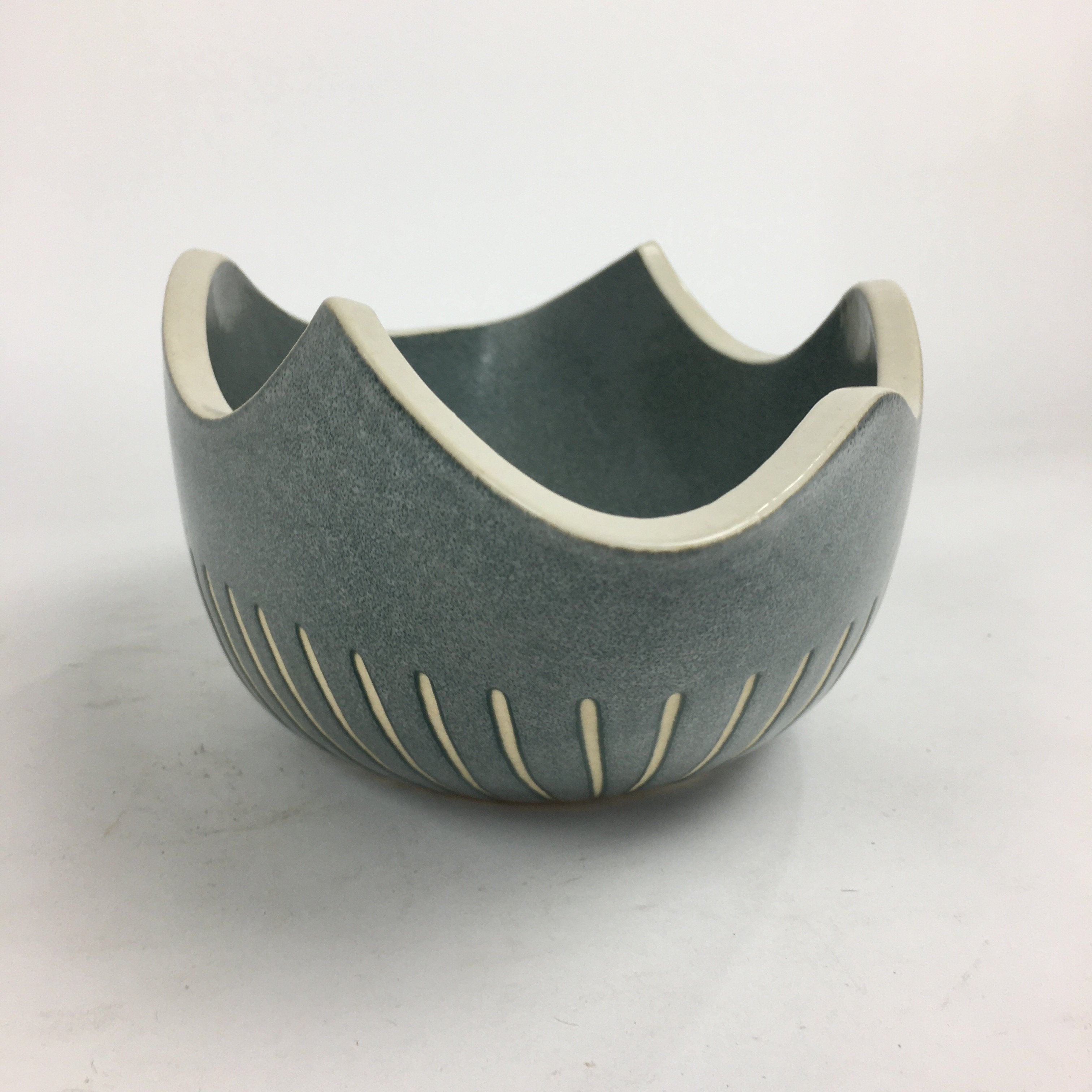 Japanese Porcelain Kiyomizu Ware Flower Vase Vtg Pottery Suiban Ikebana PP721