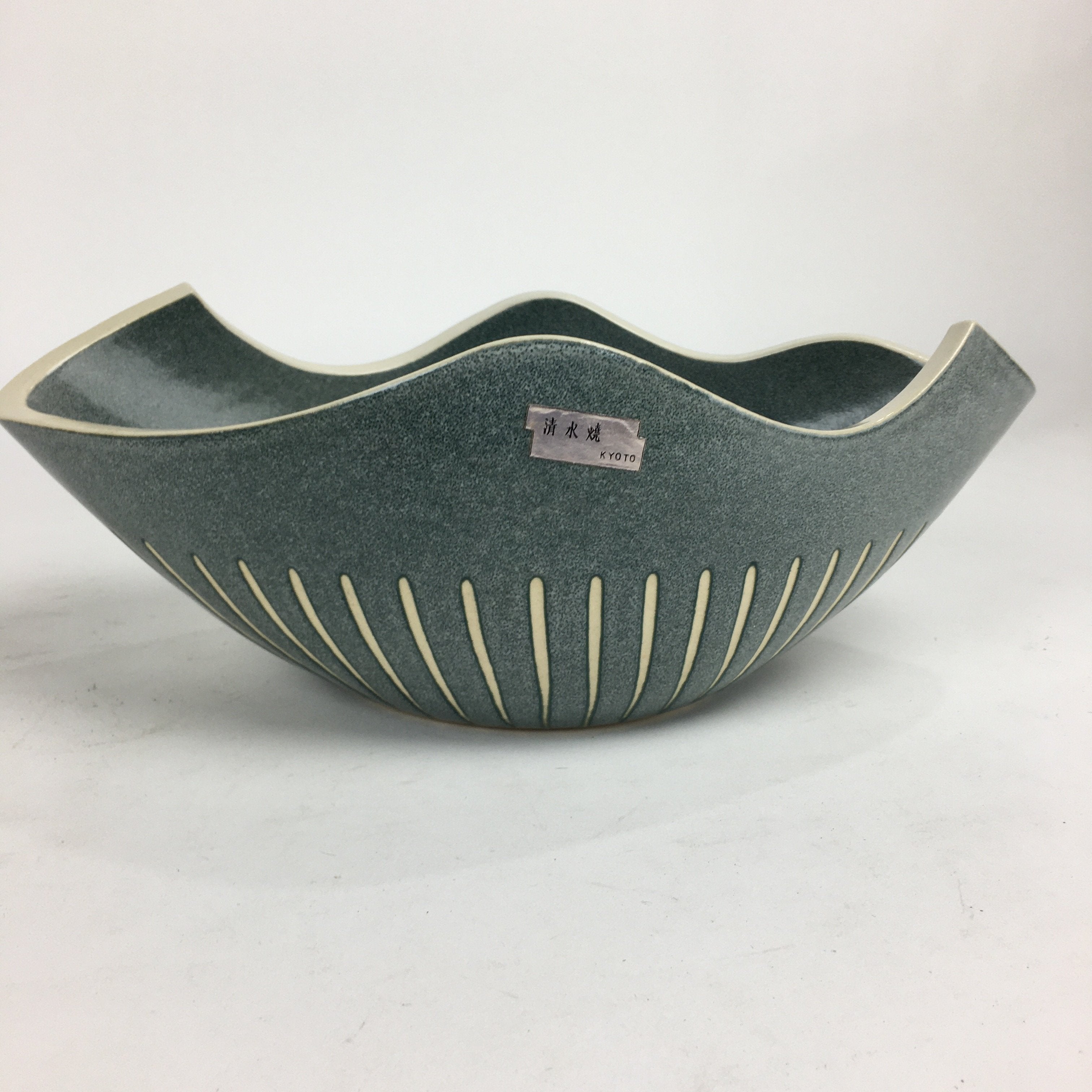 Japanese Porcelain Kiyomizu Ware Flower Vase Vtg Pottery Suiban Ikebana PP721