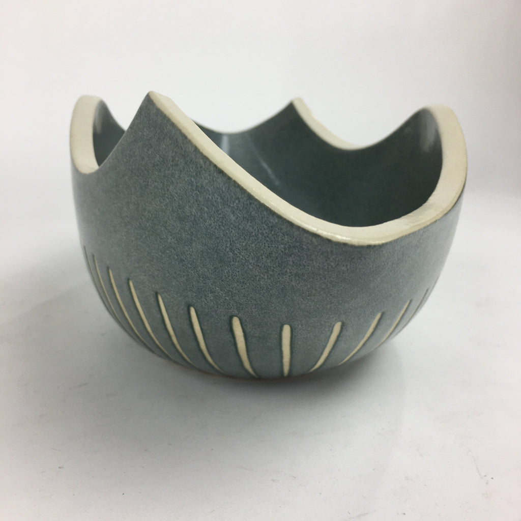 Japanese Porcelain Kiyomizu Ware Flower Vase Vtg Pottery Suiban Ikebana PP721