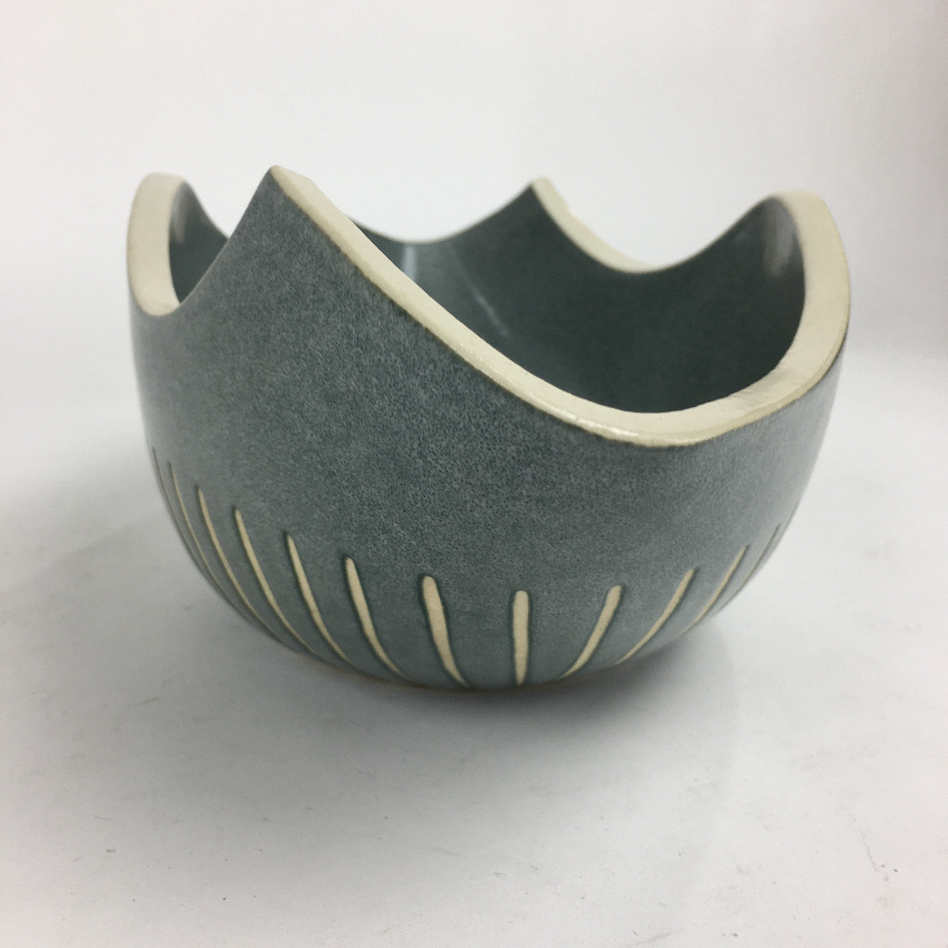 Japanese Porcelain Kiyomizu Ware Flower Vase Vtg Pottery Suiban Ikebana PP721