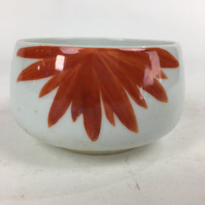 Japanese Porcelain Kouzan Kiln Teacup Yunomi Vtg Pottery White Red Sencha TC252