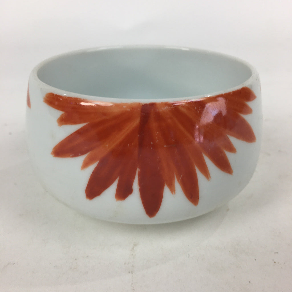 Japanese Porcelain Kouzan Kiln Teacup Yunomi Vtg Pottery White Red Sencha TC252