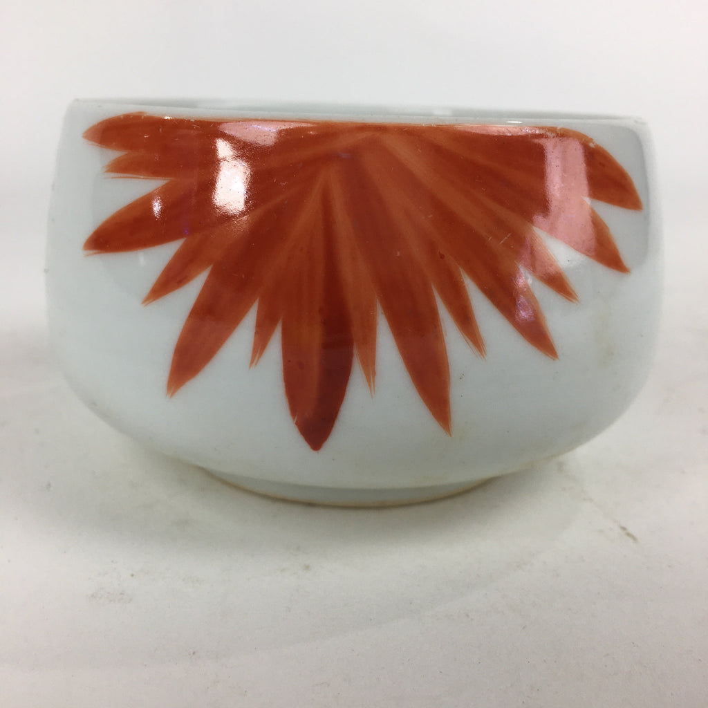 Japanese Porcelain Kouzan Kiln Teacup Yunomi Vtg Pottery White Red Sencha TC253