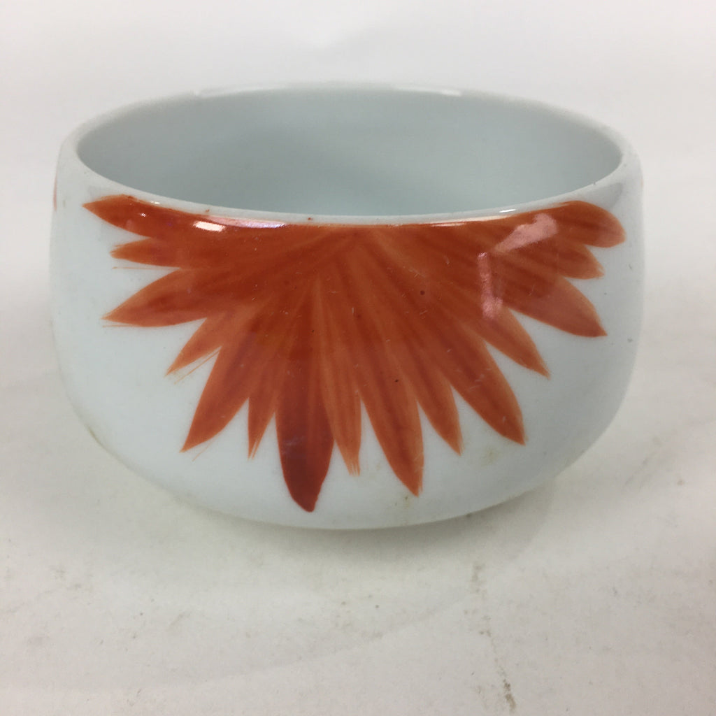 Japanese Porcelain Kouzan Kiln Teacup Yunomi Vtg Pottery White Red Sencha TC253