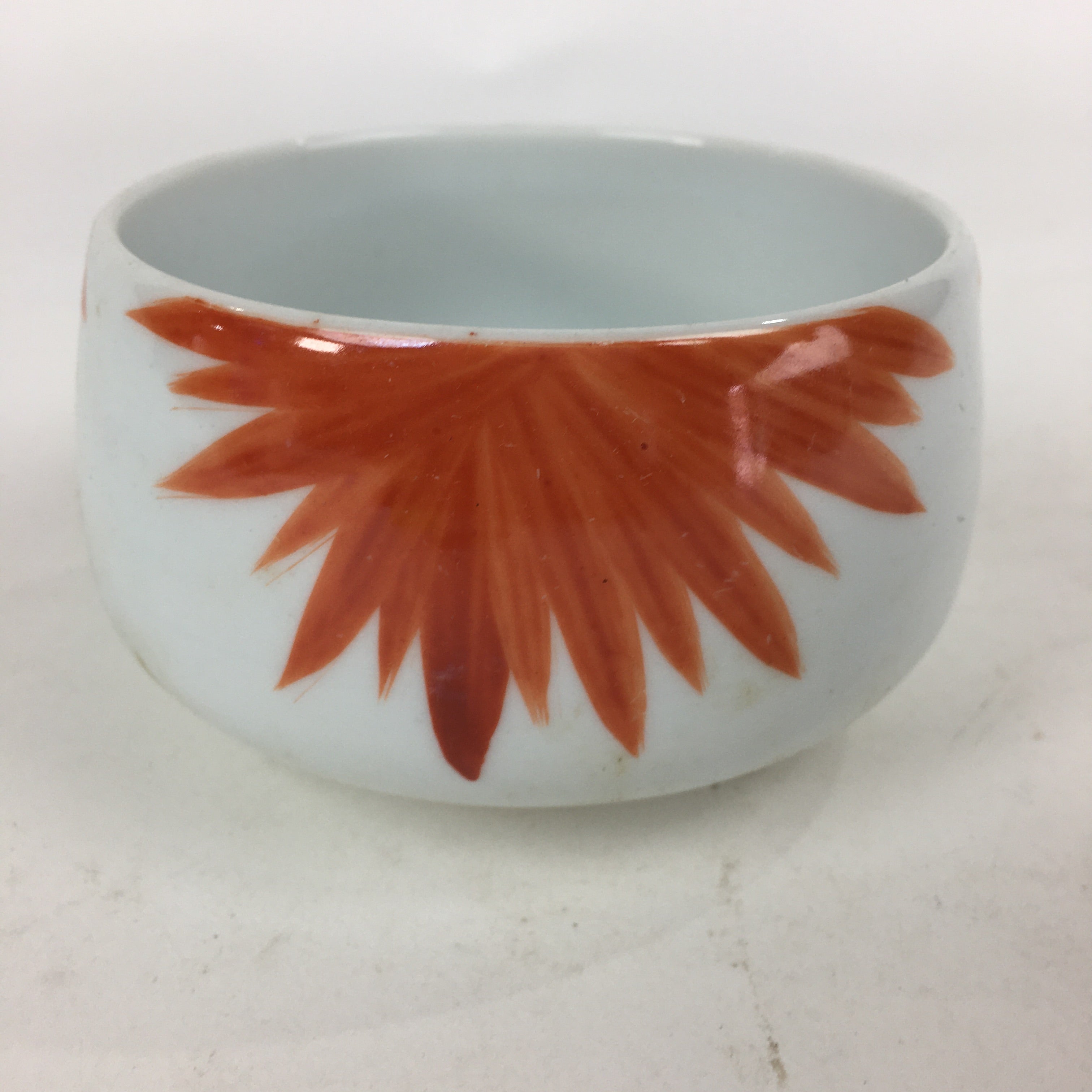 Japanese Porcelain Kouzan Kiln Teacup Yunomi Vtg Pottery White Red Sencha TC253
