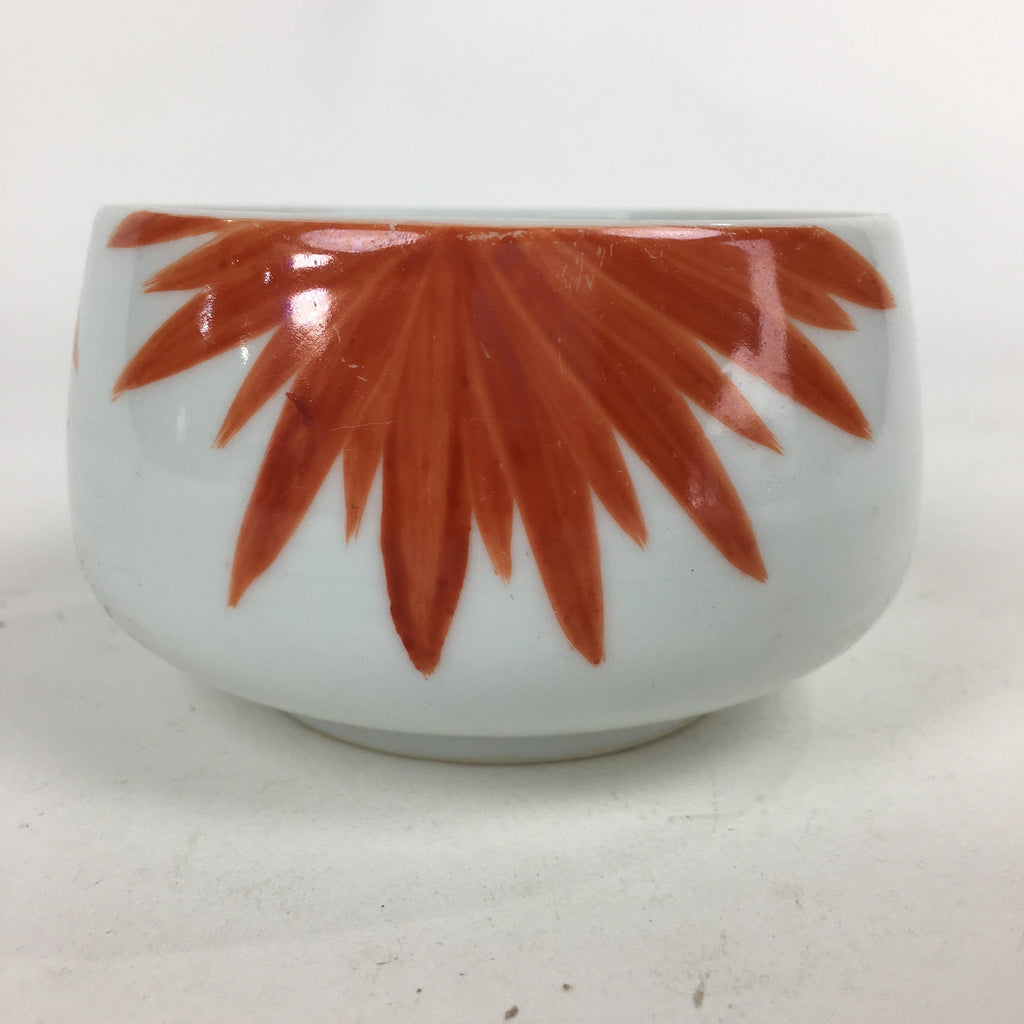 Japanese Porcelain Kouzan Kiln Teacup Yunomi Vtg Pottery White Red Sencha TC254