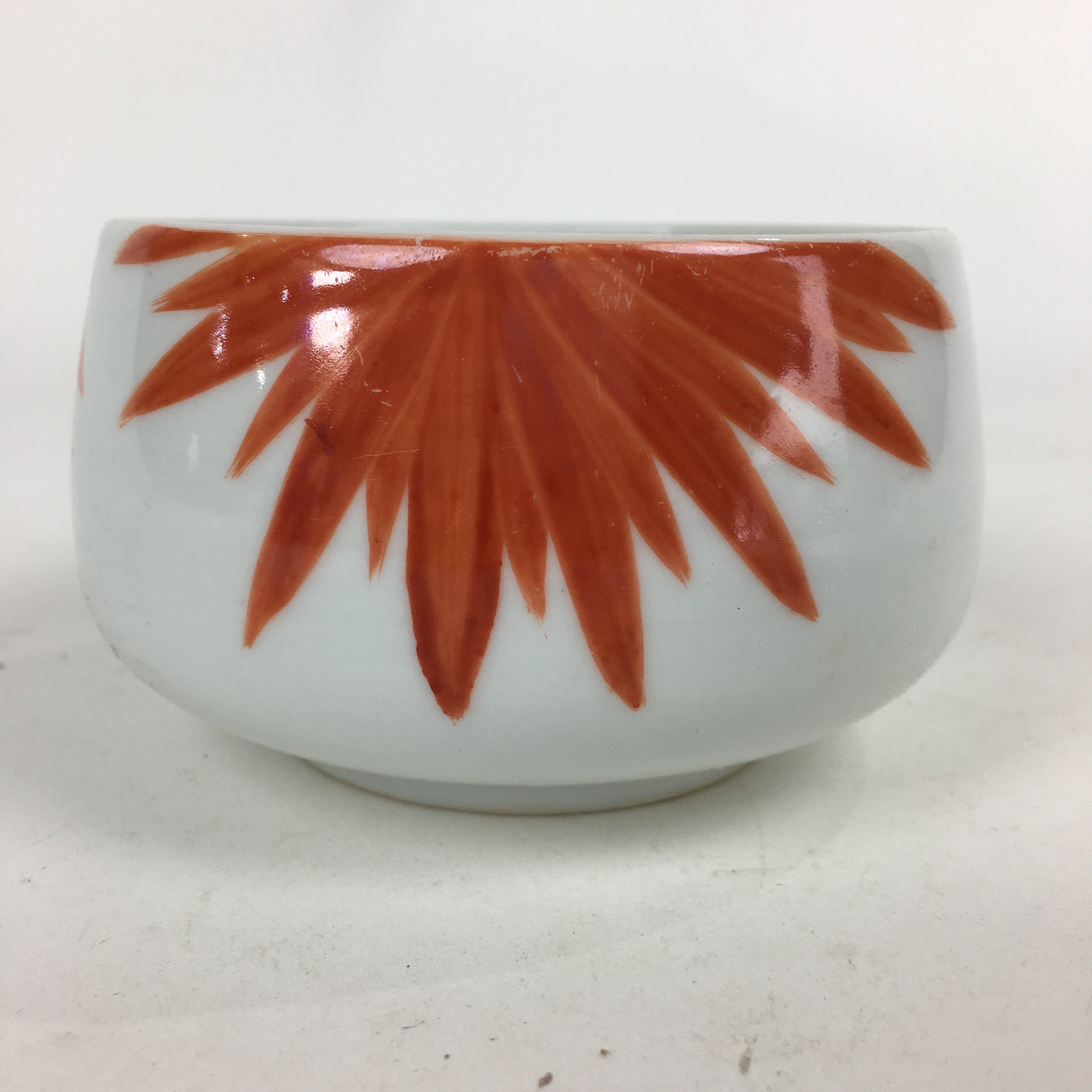 Japanese Porcelain Kouzan Kiln Teacup Yunomi Vtg Pottery White Red Sencha TC254