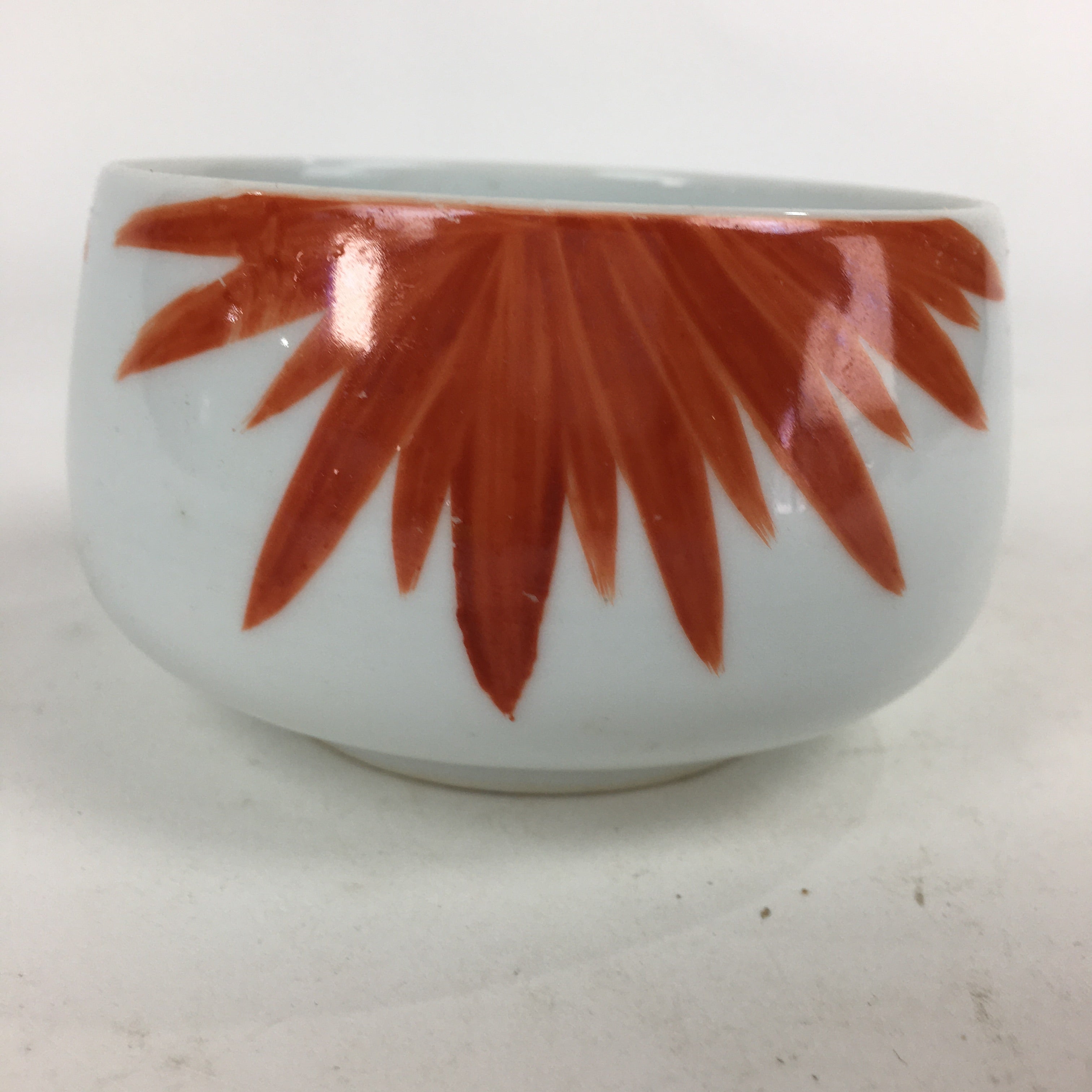 Japanese Porcelain Kouzan Kiln Teacup Yunomi Vtg Pottery White Red Sencha TC254