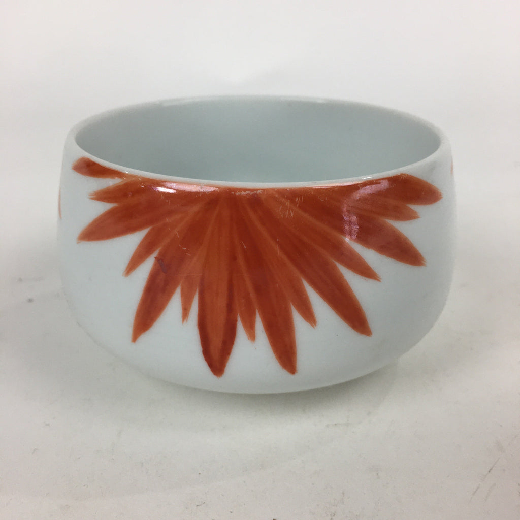 Japanese Porcelain Kouzan Kiln Teacup Yunomi Vtg Pottery White Red Sencha TC254