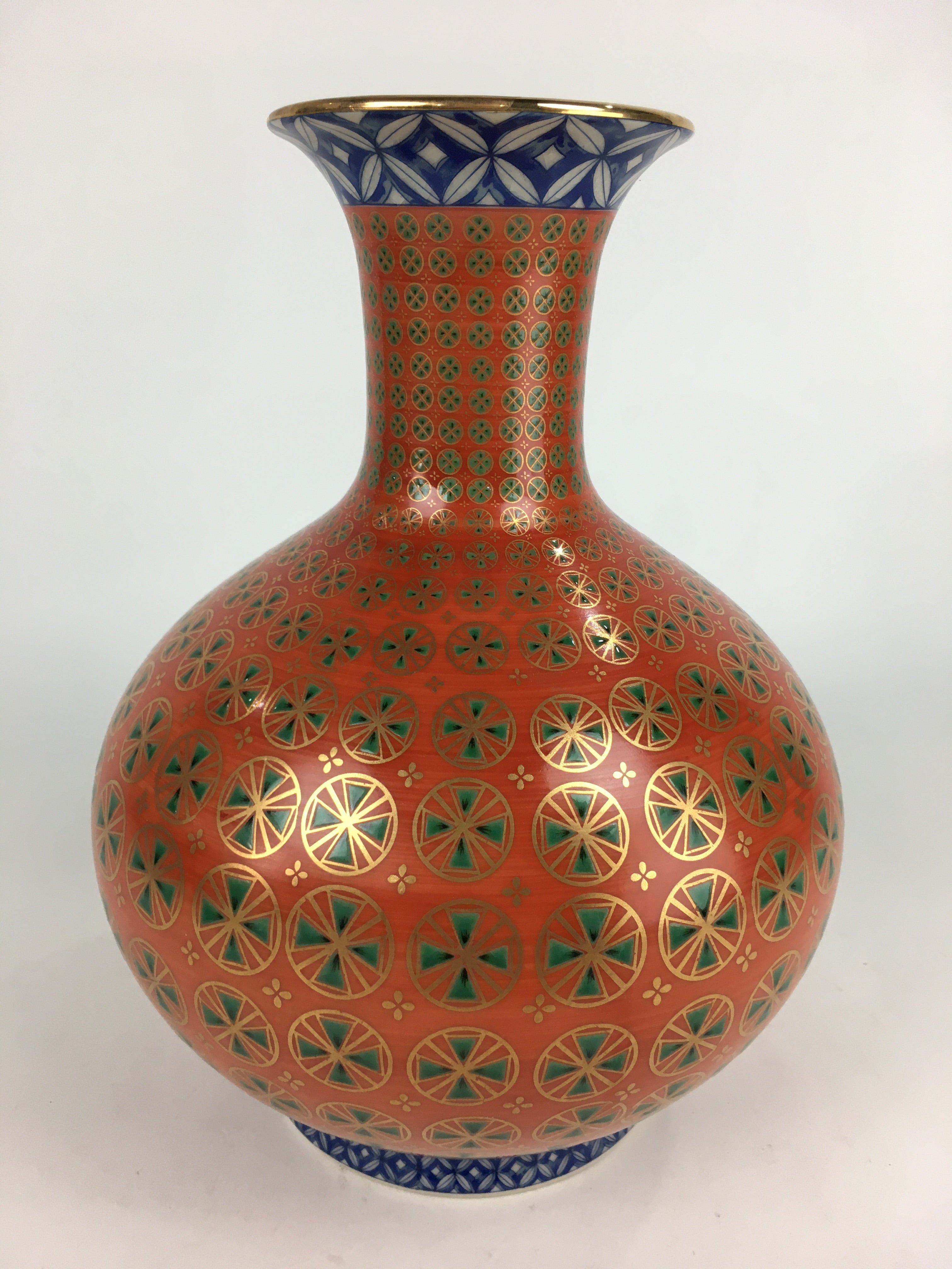 Japanese Porcelain Kutani Flower Vase Vtg Kabin Ikebana Arrangement FV991