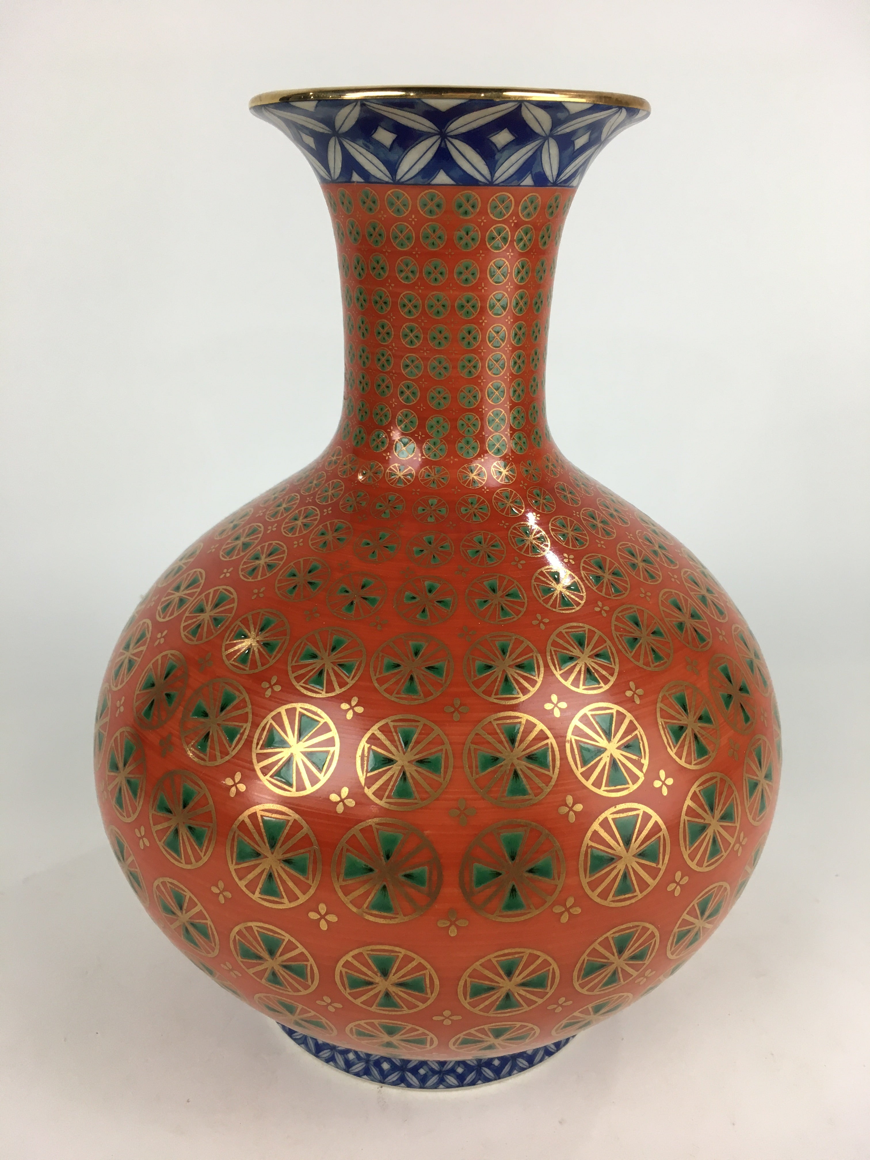 Japanese Porcelain Kutani Flower Vase Vtg Kabin Ikebana Arrangement FV991