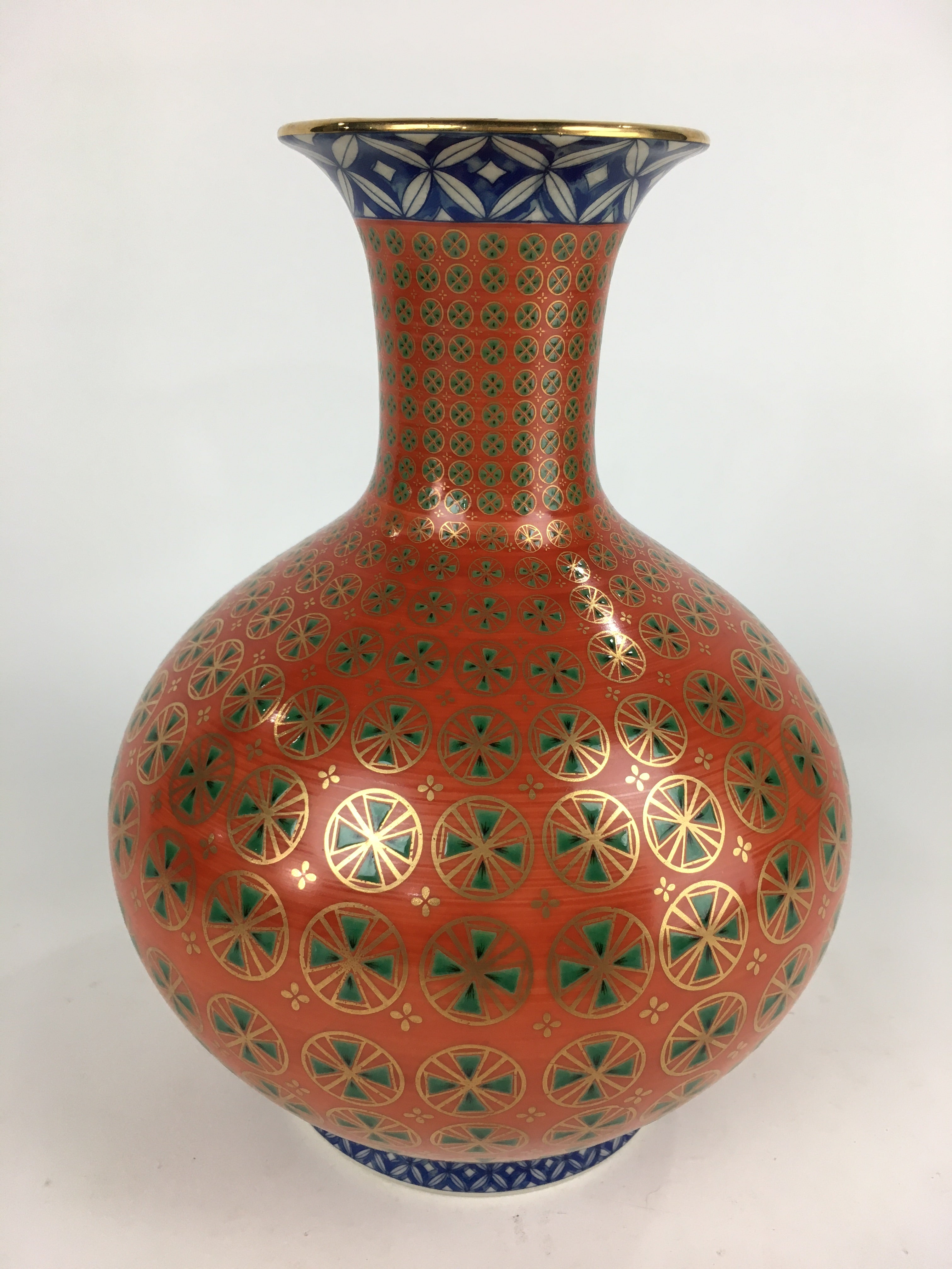 Japanese Porcelain Kutani Flower Vase Vtg Kabin Ikebana Arrangement FV991