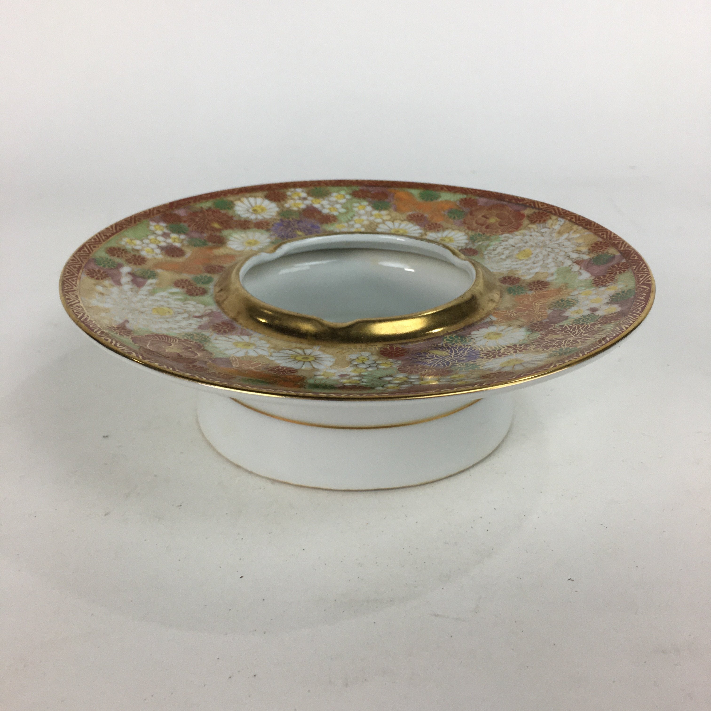 Japanese Porcelain Kutani Ware Ashtray Vtg Haizara Golden Flower Pattern PP544