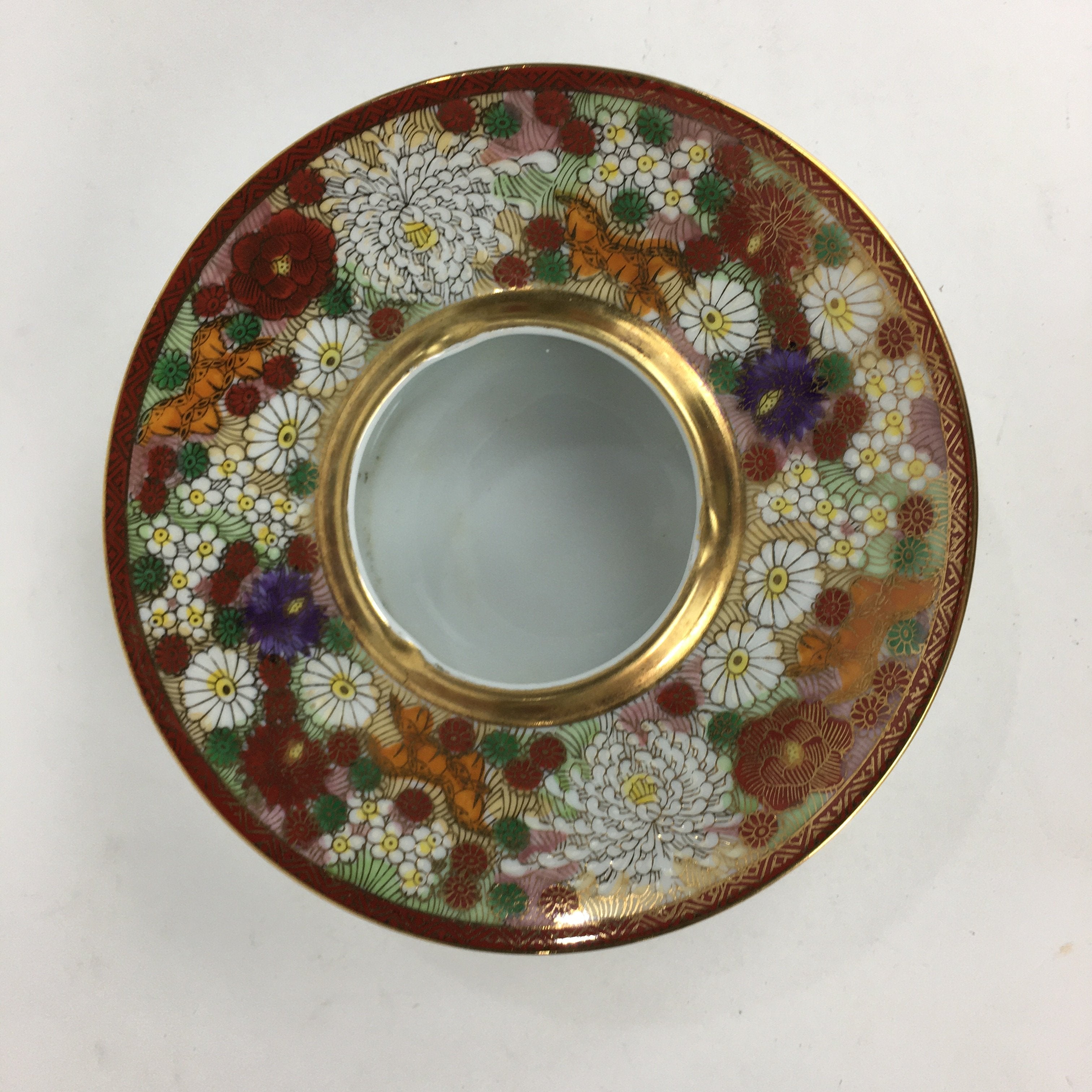 Japanese Porcelain Kutani Ware Ashtray Vtg Haizara Golden Flower Pattern PP544