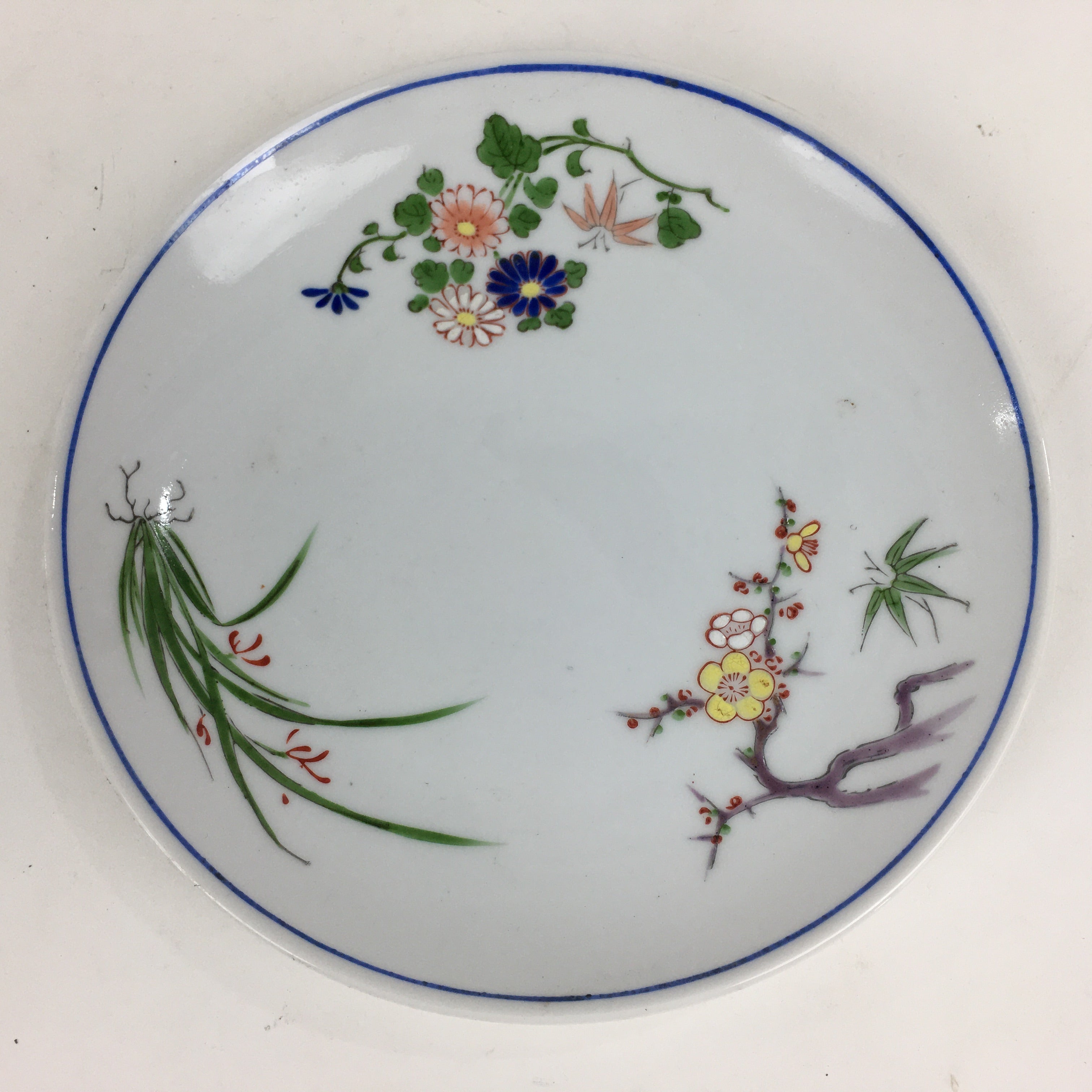Japanese Porcelain Kutani Ware Plate Vtg White Flower Design Round Sar, Online Shop