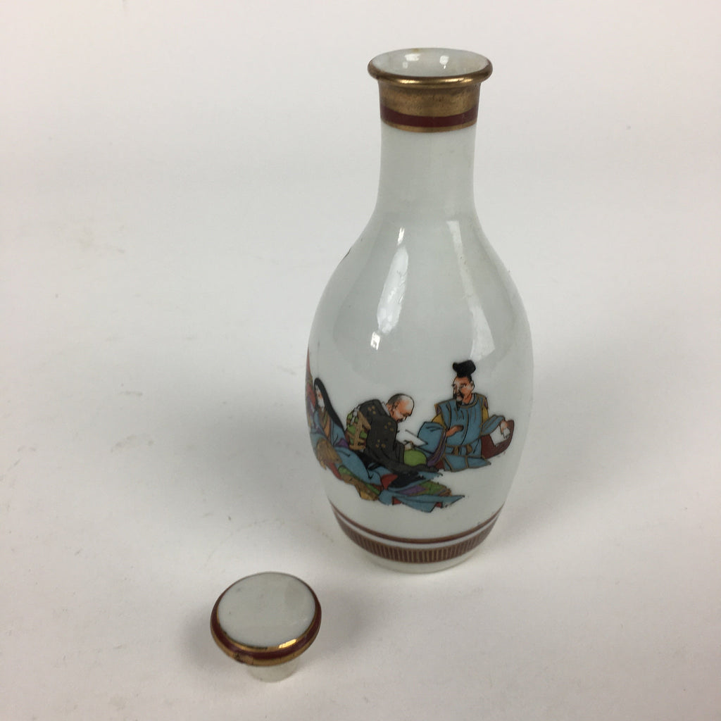 Japanese Porcelain Kutani Ware Sake Bottle Vtg Lidded Tokkuri Heian TS319