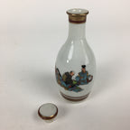 Japanese Porcelain Kutani Ware Sake Bottle Vtg Lidded Tokkuri Heian TS319