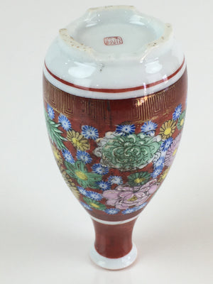 Japanese Porcelain Kutani Ware Sake Bottle Vtg Tokkuri Flower Red TS441