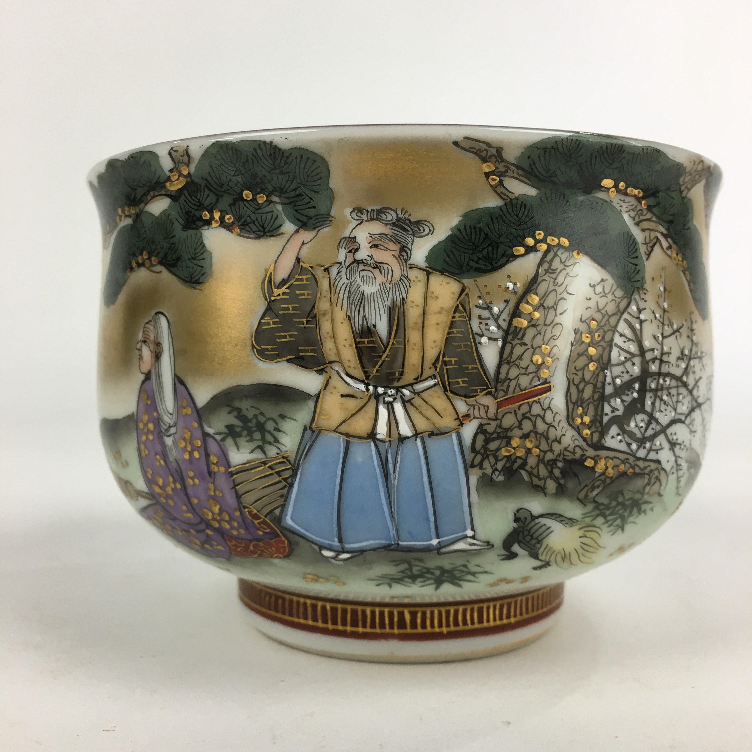 Japanese Porcelain Kutani Ware Sake Cup 5pc Large Bowl Set Vtg Sakezuki PP931