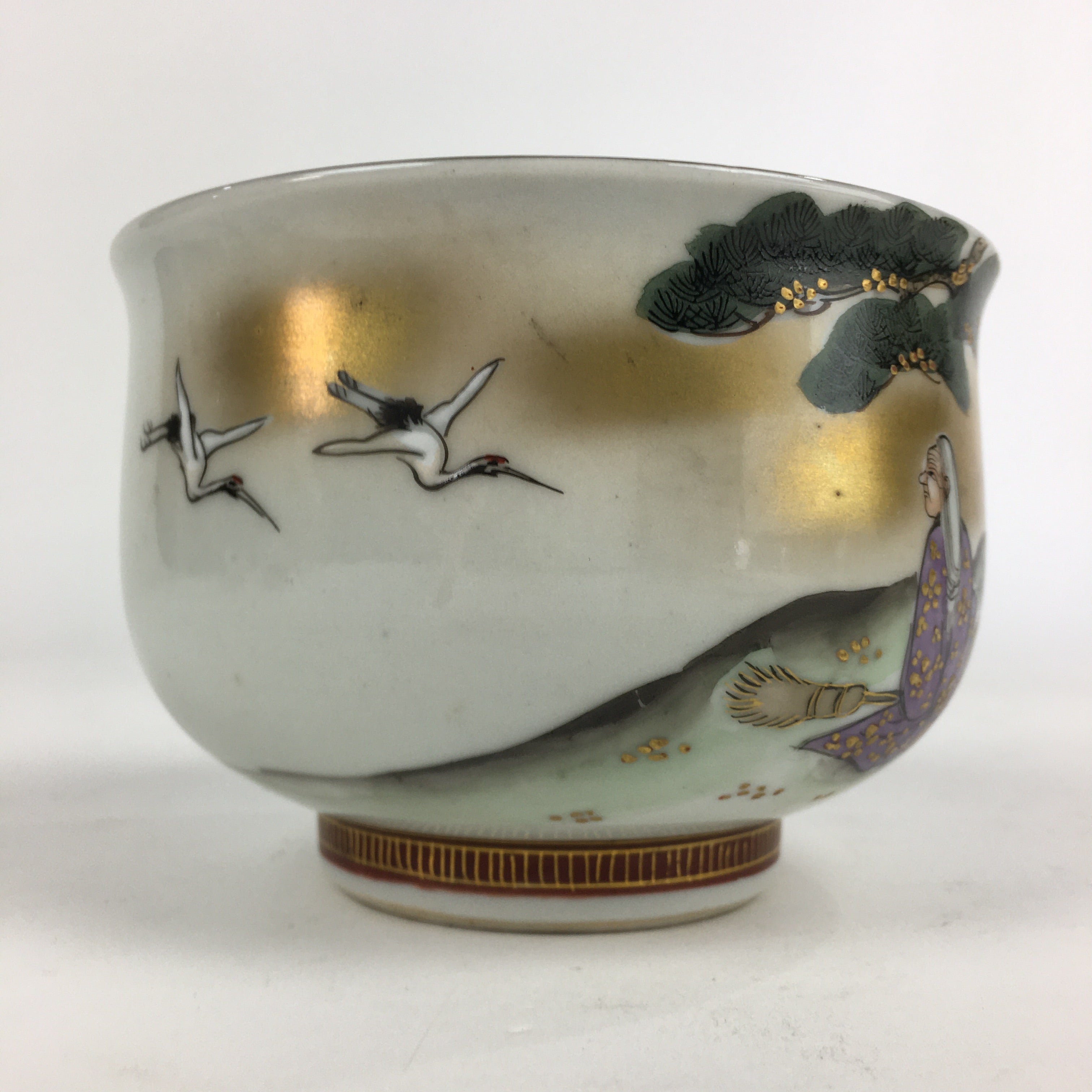 Japanese Porcelain Kutani Ware Sake Cup 5pc Large Bowl Set Vtg Sakezuki PP931