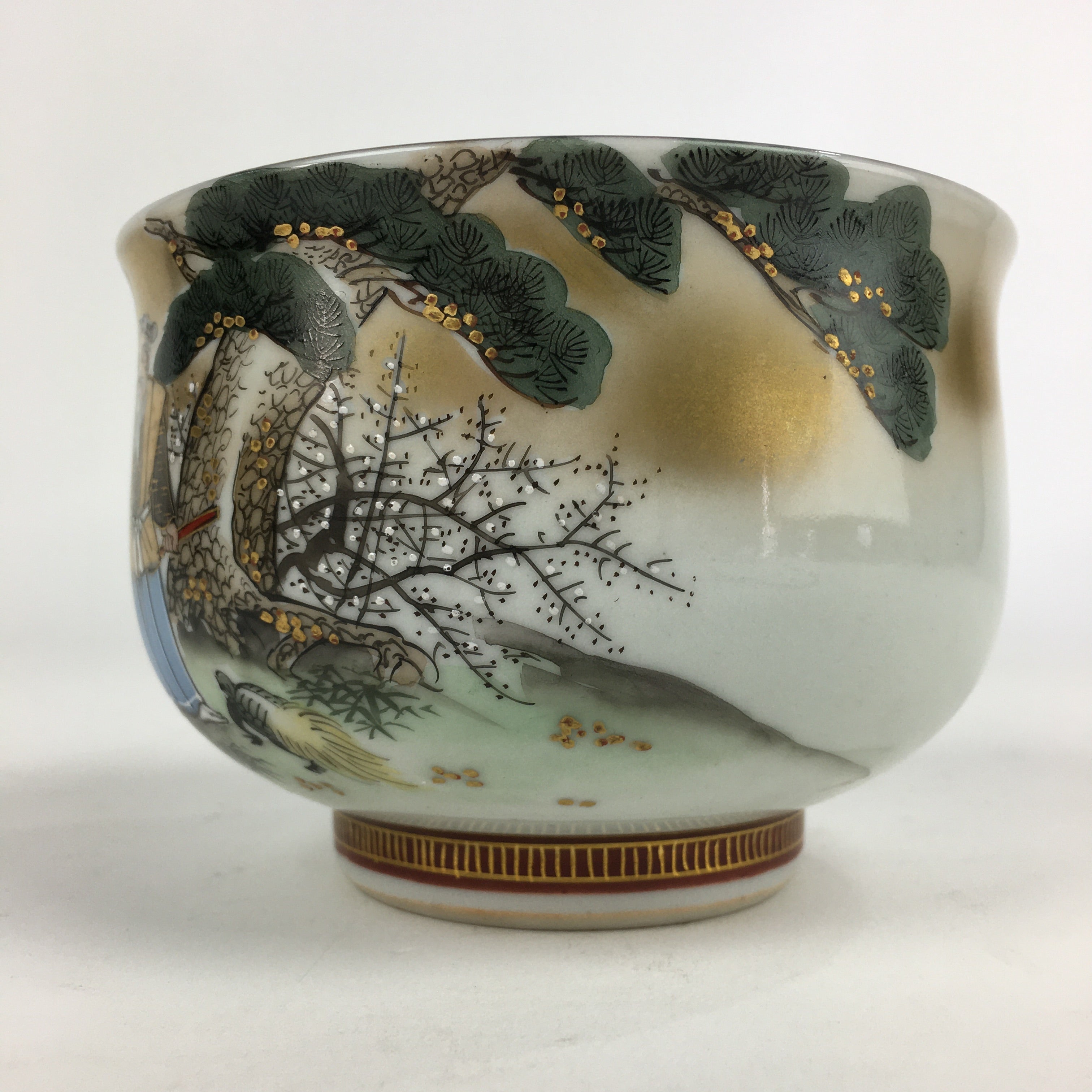 Japanese Porcelain Kutani Ware Sake Cup 5pc Large Bowl Set Vtg Sakezuki PP931