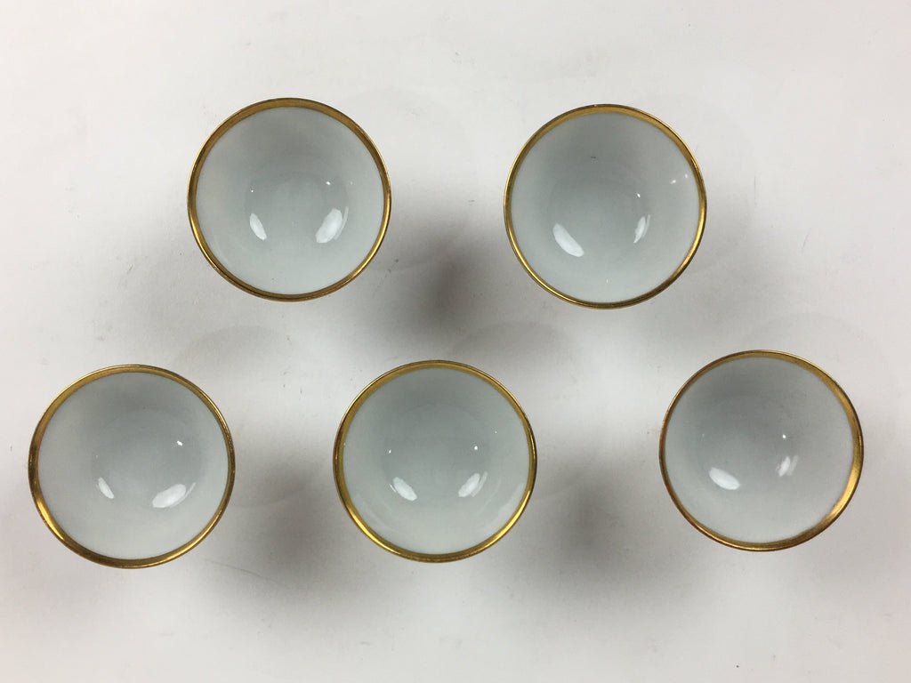Japanese Porcelain Kutani Ware Sake Cup 5pc Large Bowl Set Vtg Sakezuki PP931